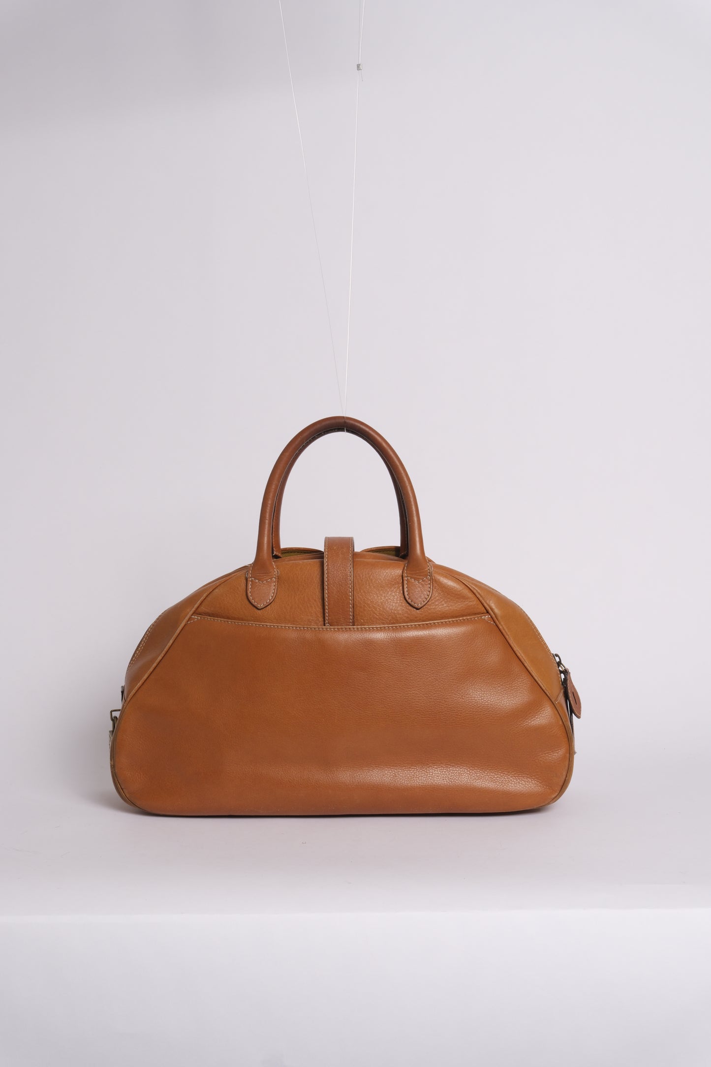 Christian Dior Cognac Brown Leather Double Saddle Bowler