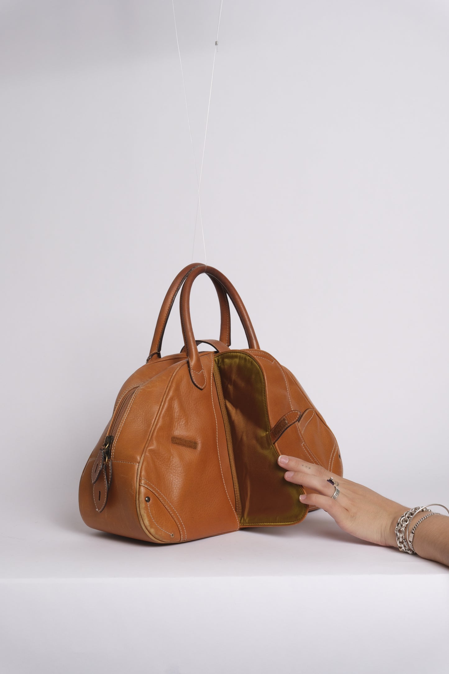 Christian Dior Cognac Brown Leather Double Saddle Bowler