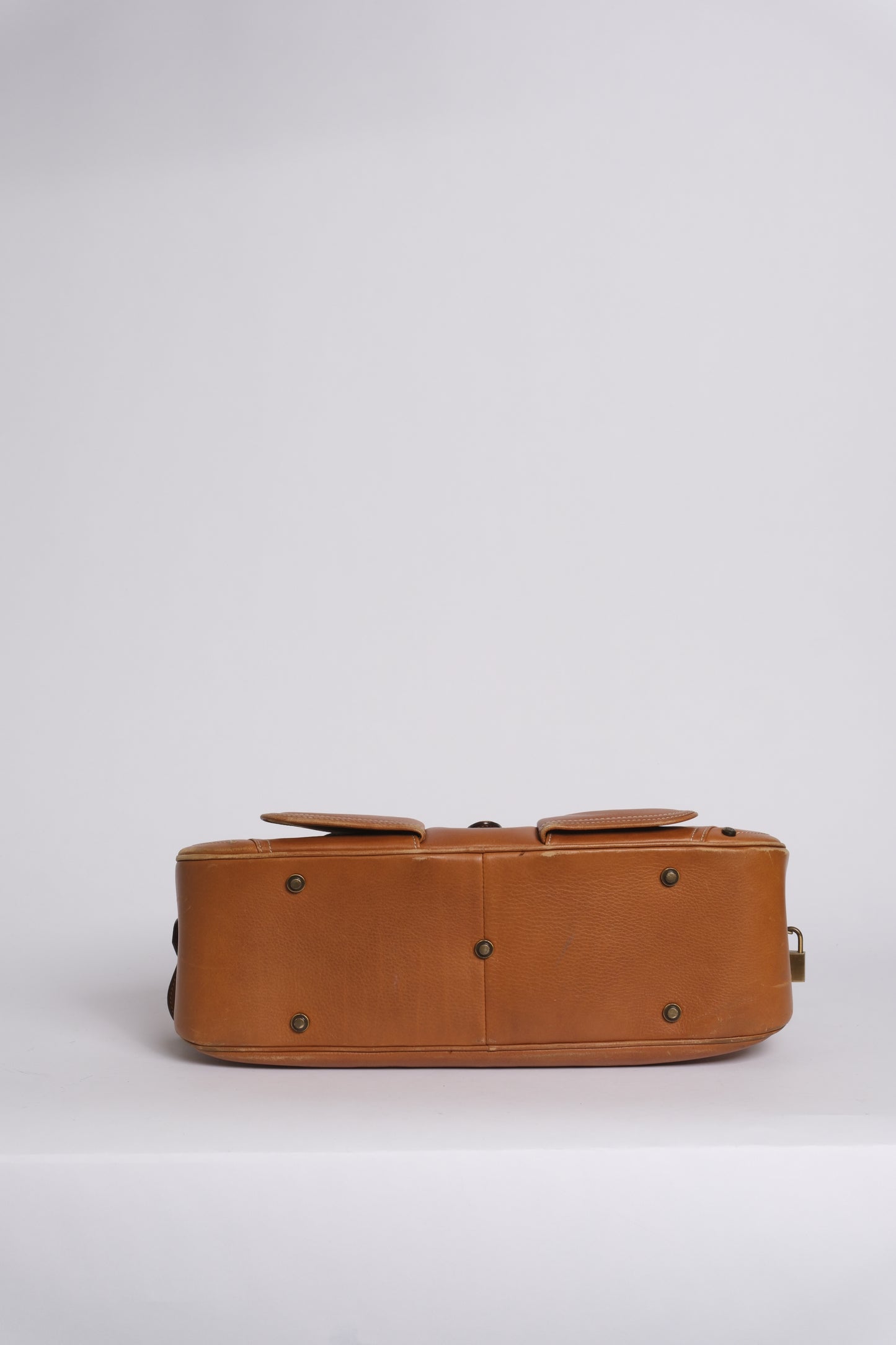 Christian Dior Cognac Brown Leather Double Saddle Bowler