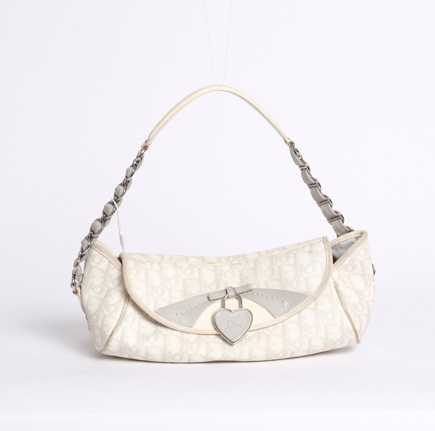Christian Dior White Trotter Monogram Canvas Romantique Shoulder Bag
