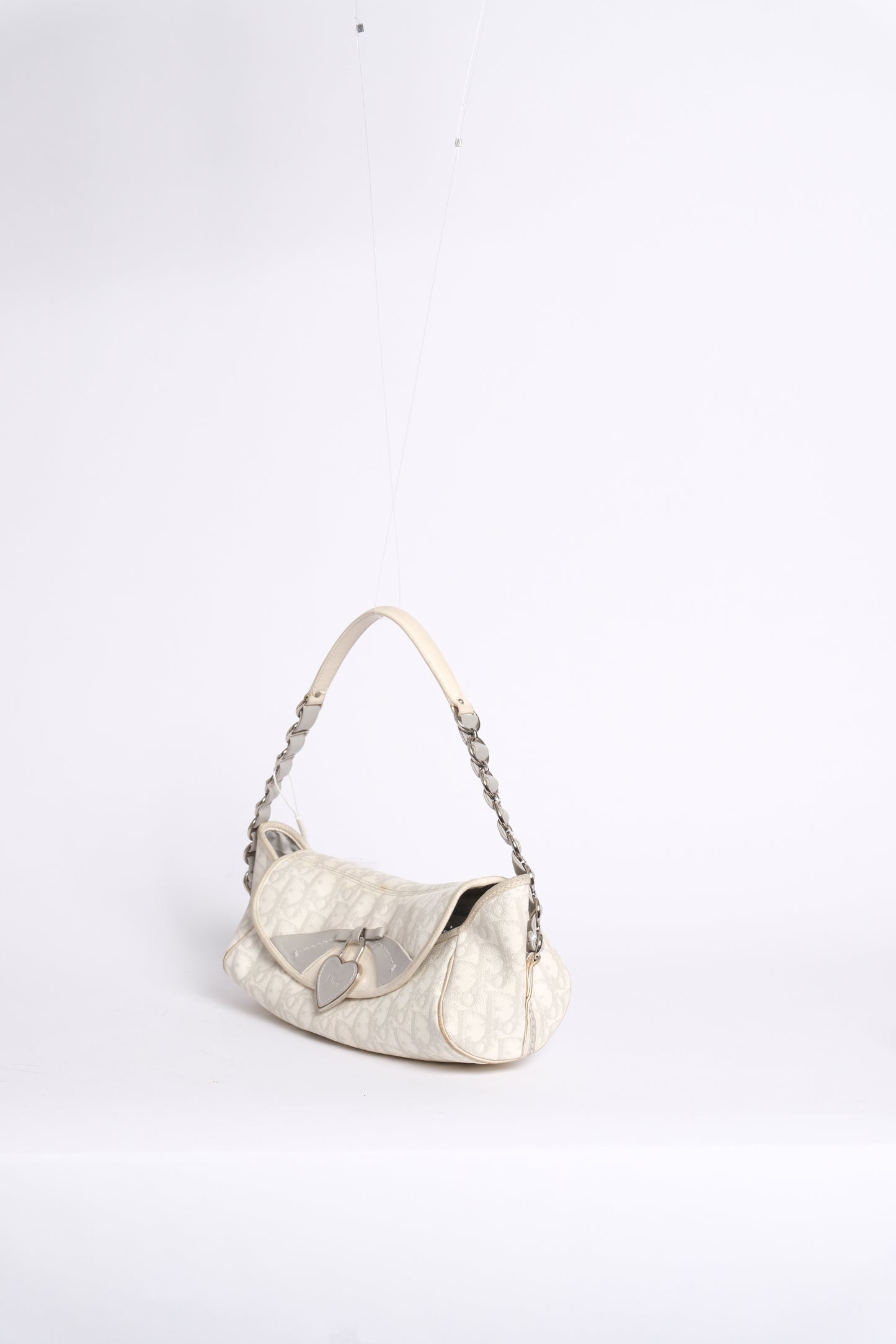 Christian Dior White Trotter Monogram Canvas Romantique Shoulder Bag