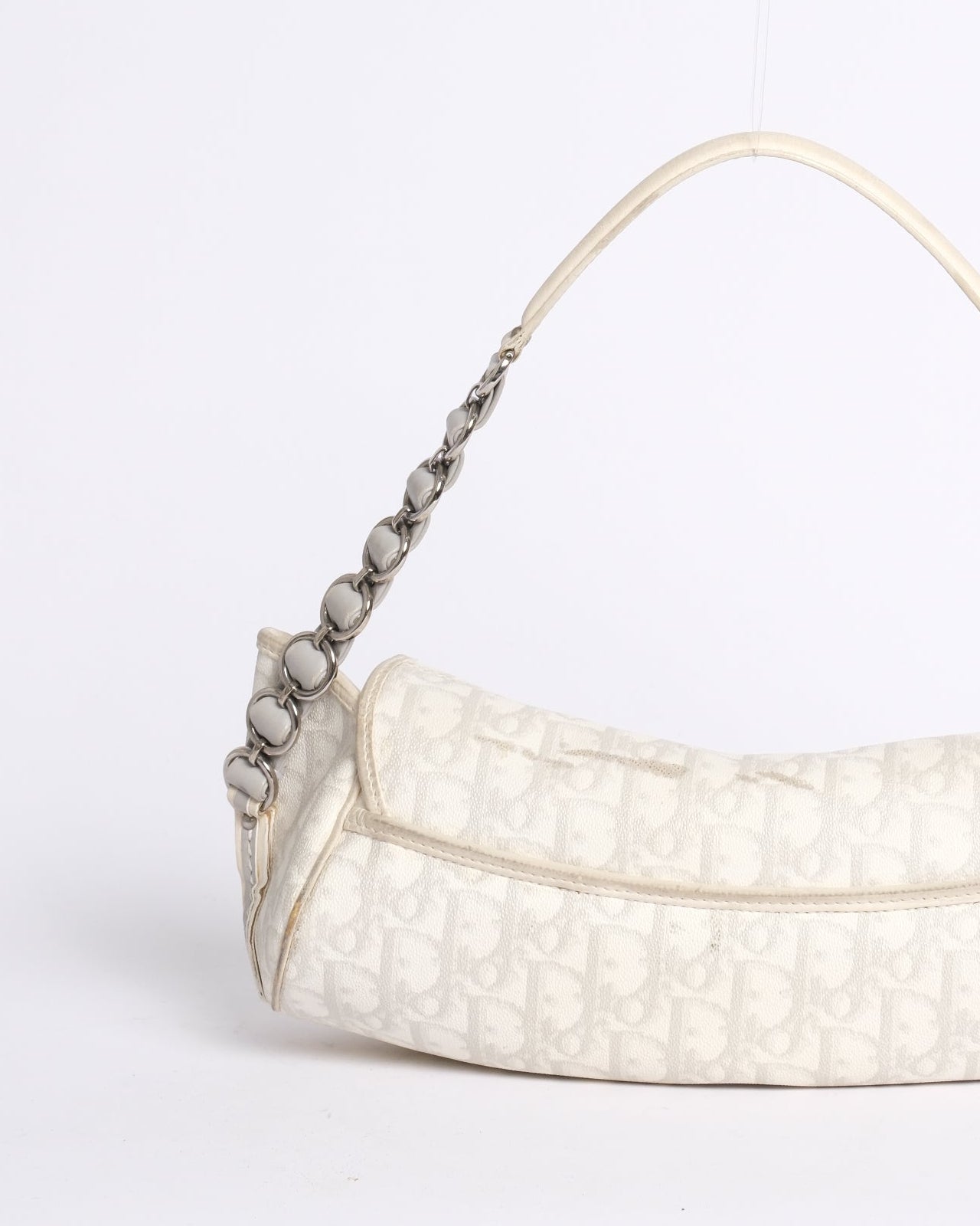 Christian Dior White Trotter Monogram Canvas Romantique Shoulder Bag