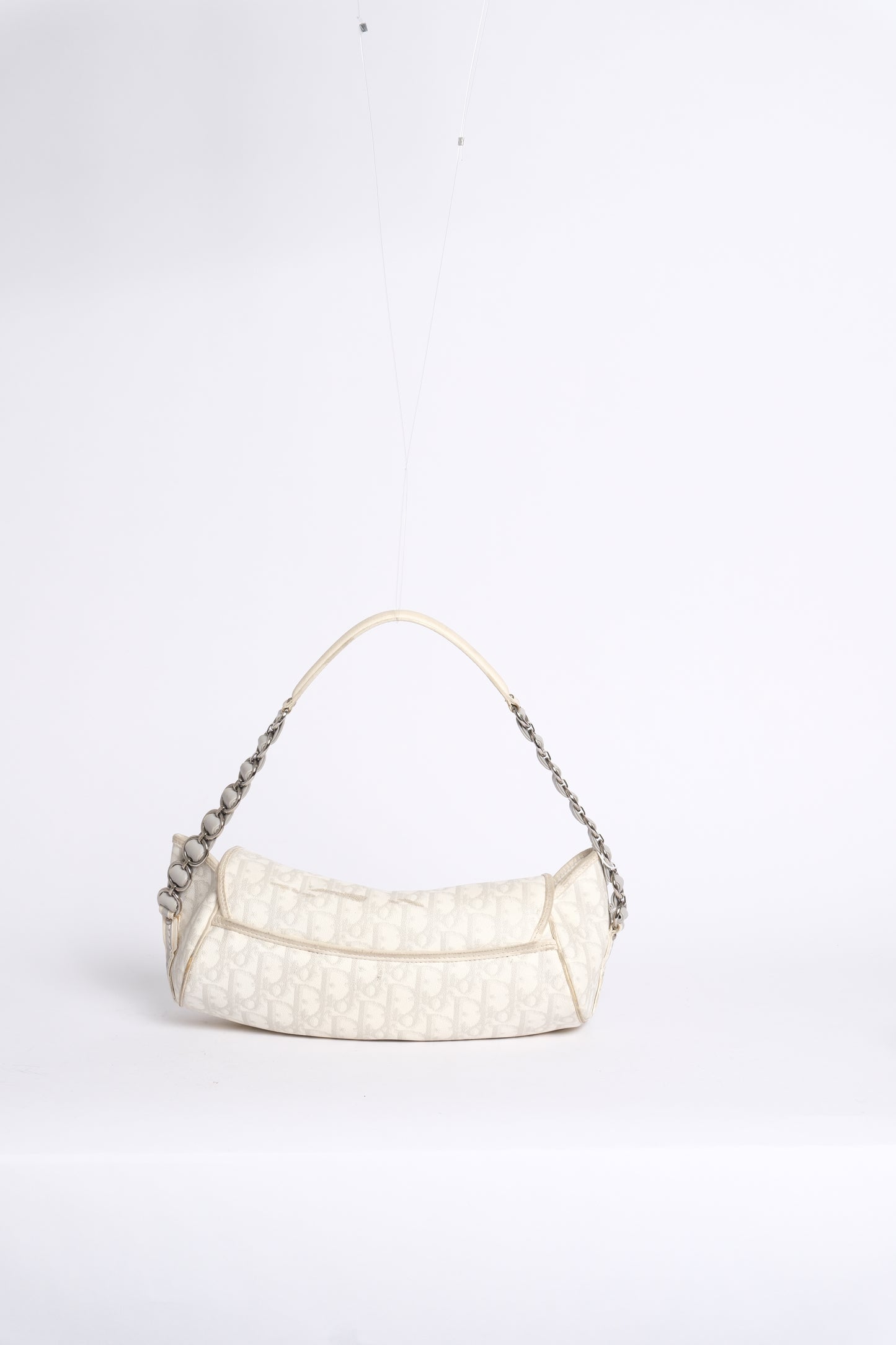 Christian Dior White Trotter Monogram Canvas Romantique Shoulder Bag