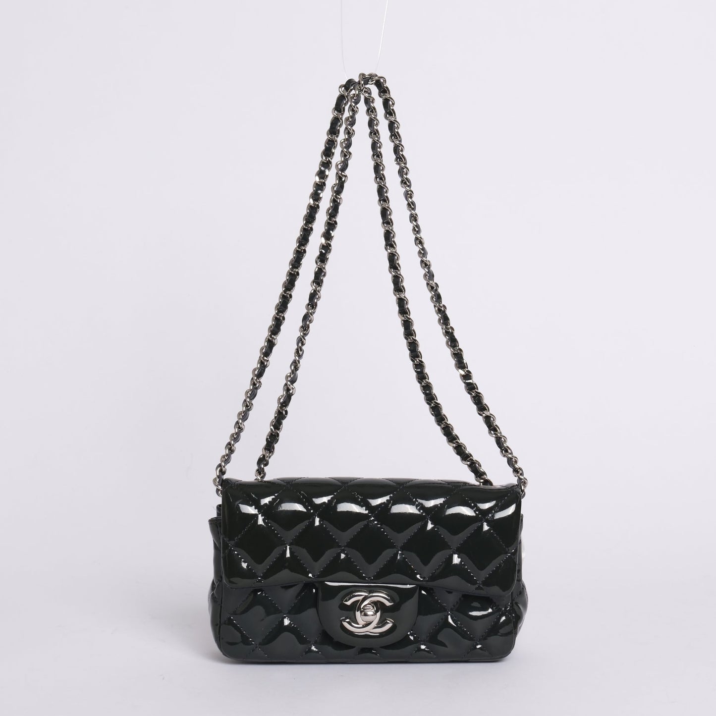 Chanel Emerald Green Leather Matelasse Mini Flap SHW
