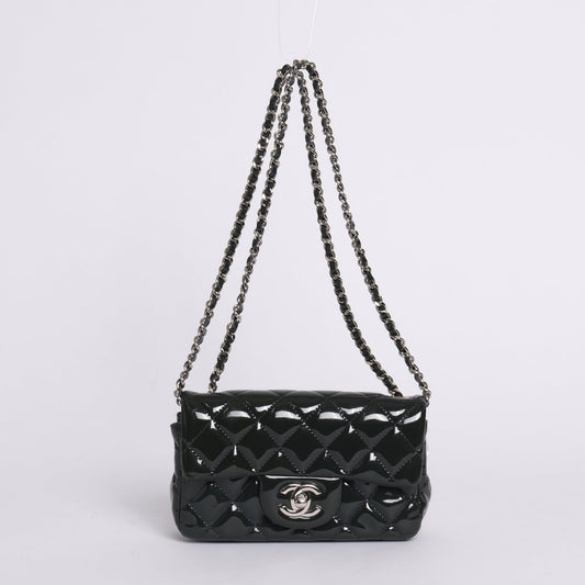 Chanel Emerald Green Leather Matelasse Mini Flap SHW