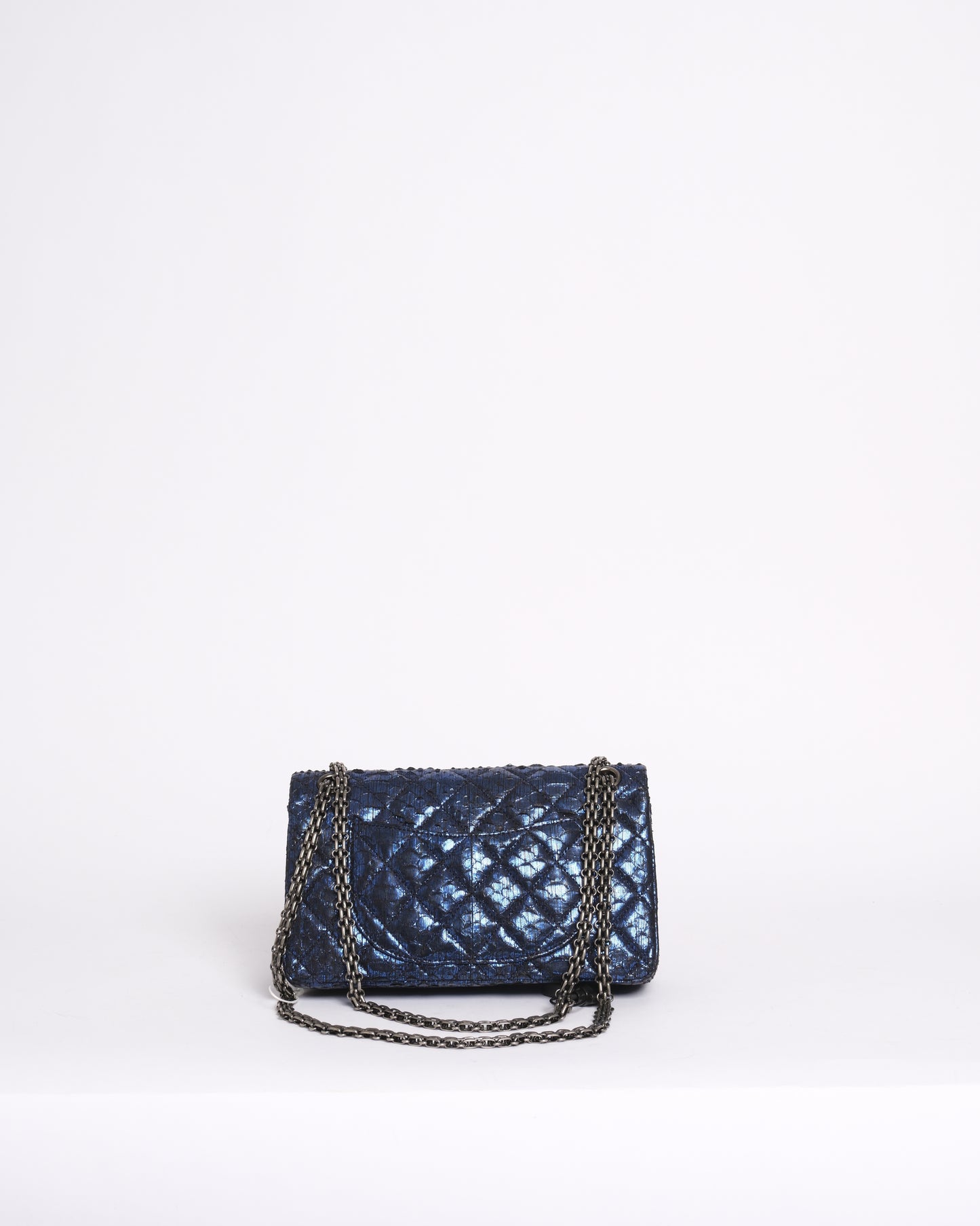 RARE Chanel Metallic Blue Python 2.55 Chain Shoulder Flap