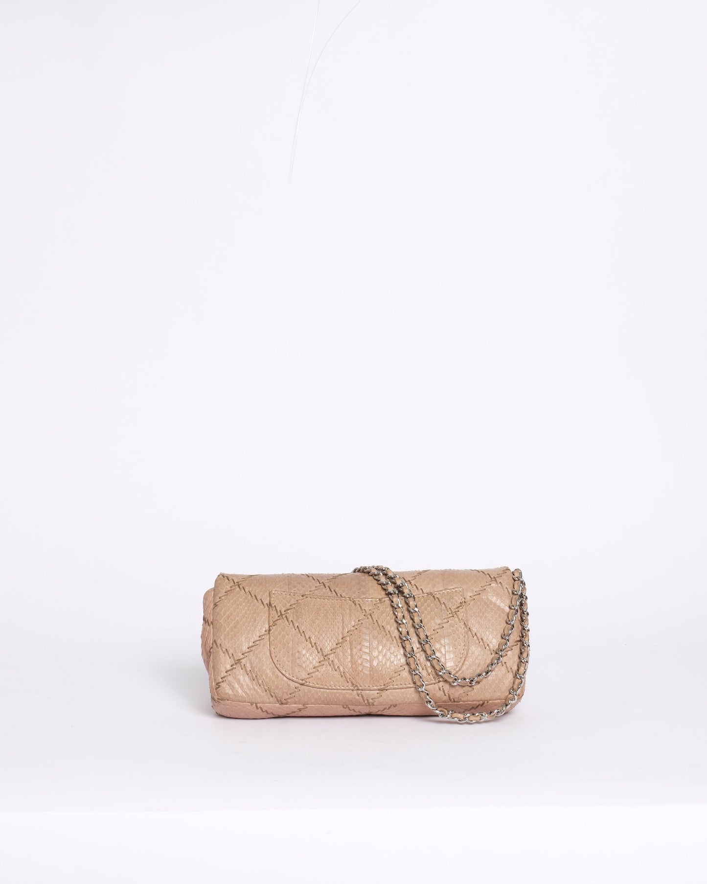 Chanel Beige Snakeskin Ultra Stitch Quilted Flap SHW