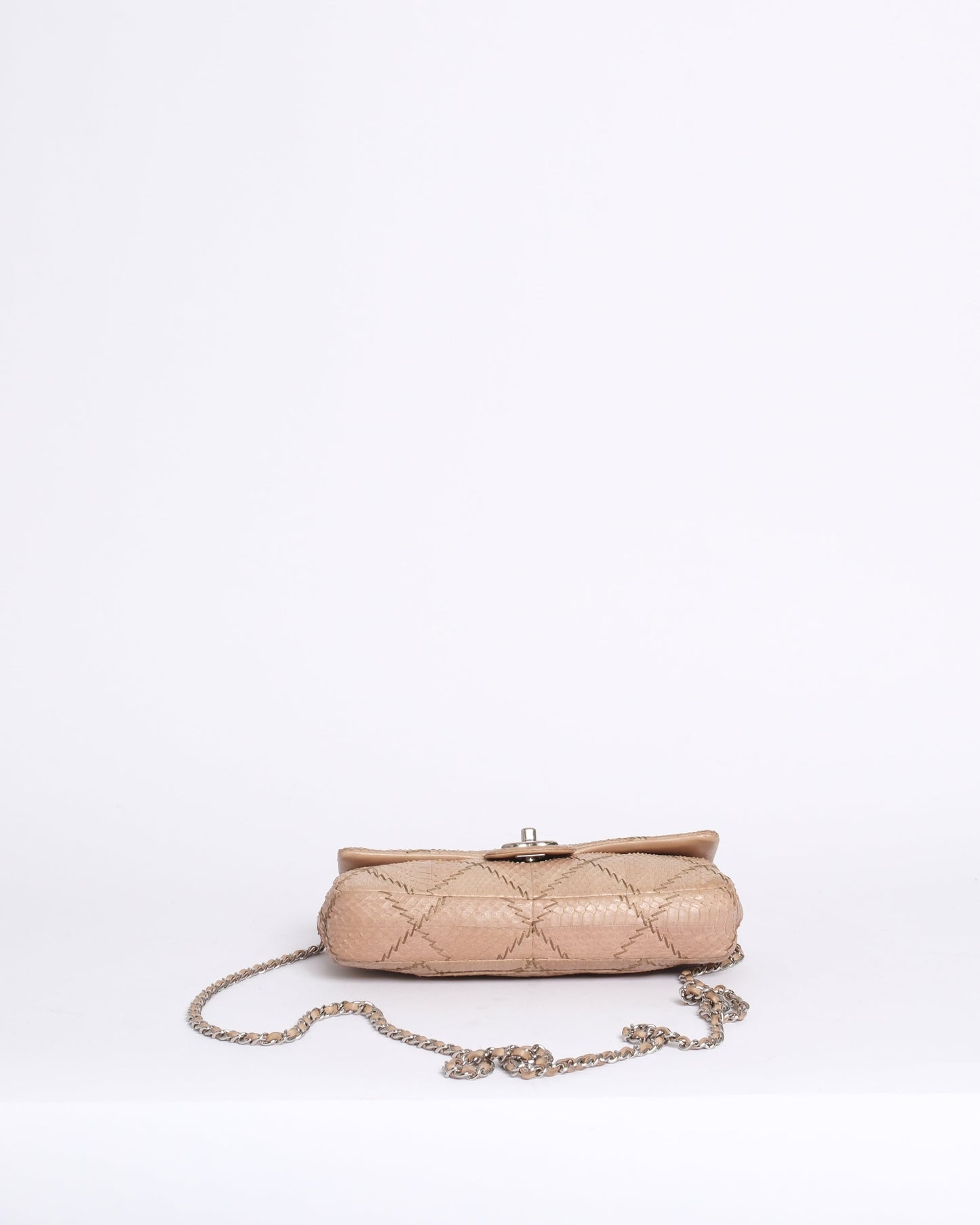 Chanel Beige Snakeskin Ultra Stitch Quilted Flap SHW