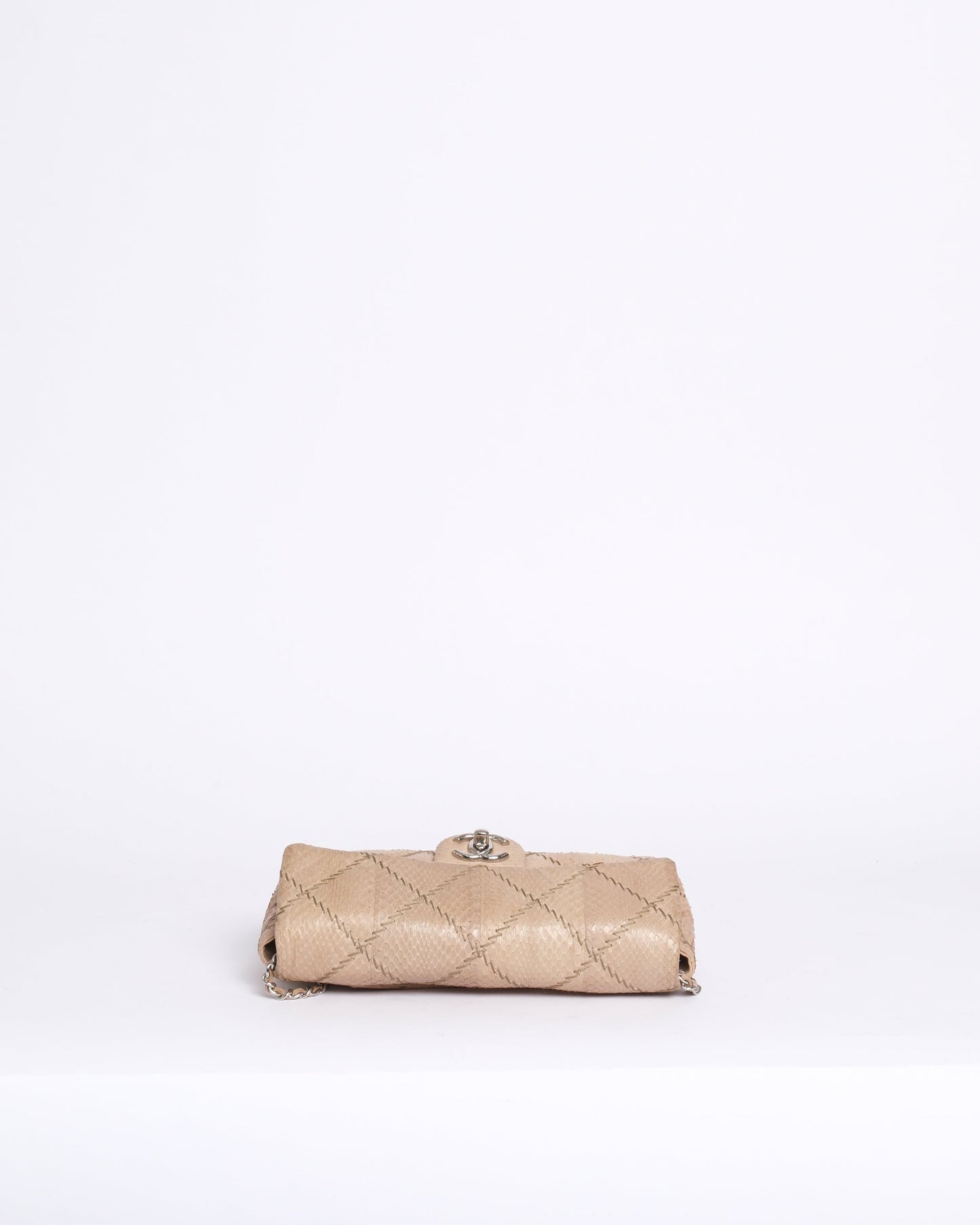 Chanel Beige Snakeskin Ultra Stitch Quilted Flap SHW