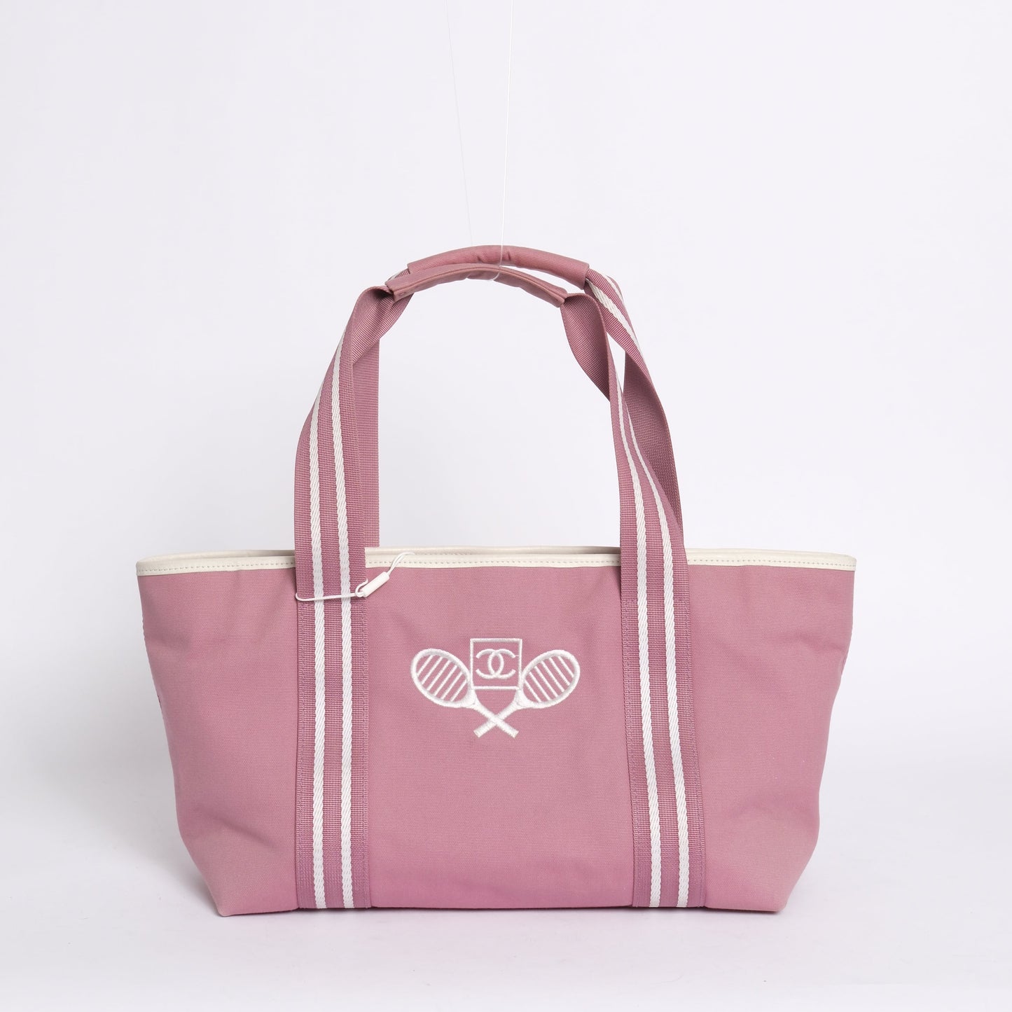 RARE Chanel Pink Canvas Sport Ligne Embroidered Tennis Tote