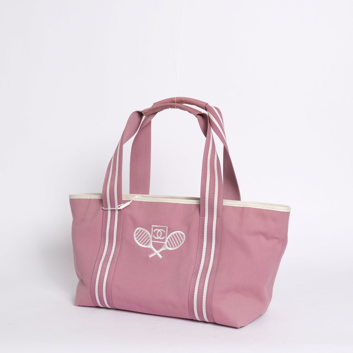 RARE Chanel Pink Canvas Sport Ligne Embroidered Tennis Tote