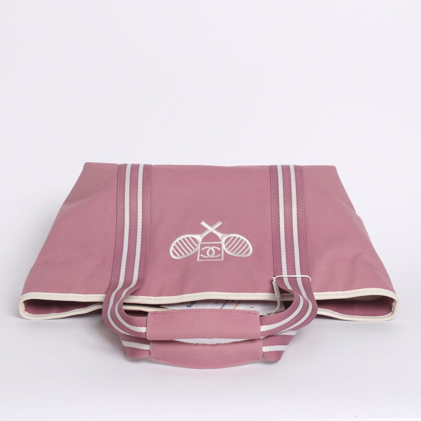 RARE Chanel Pink Canvas Sport Ligne Embroidered Tennis Tote