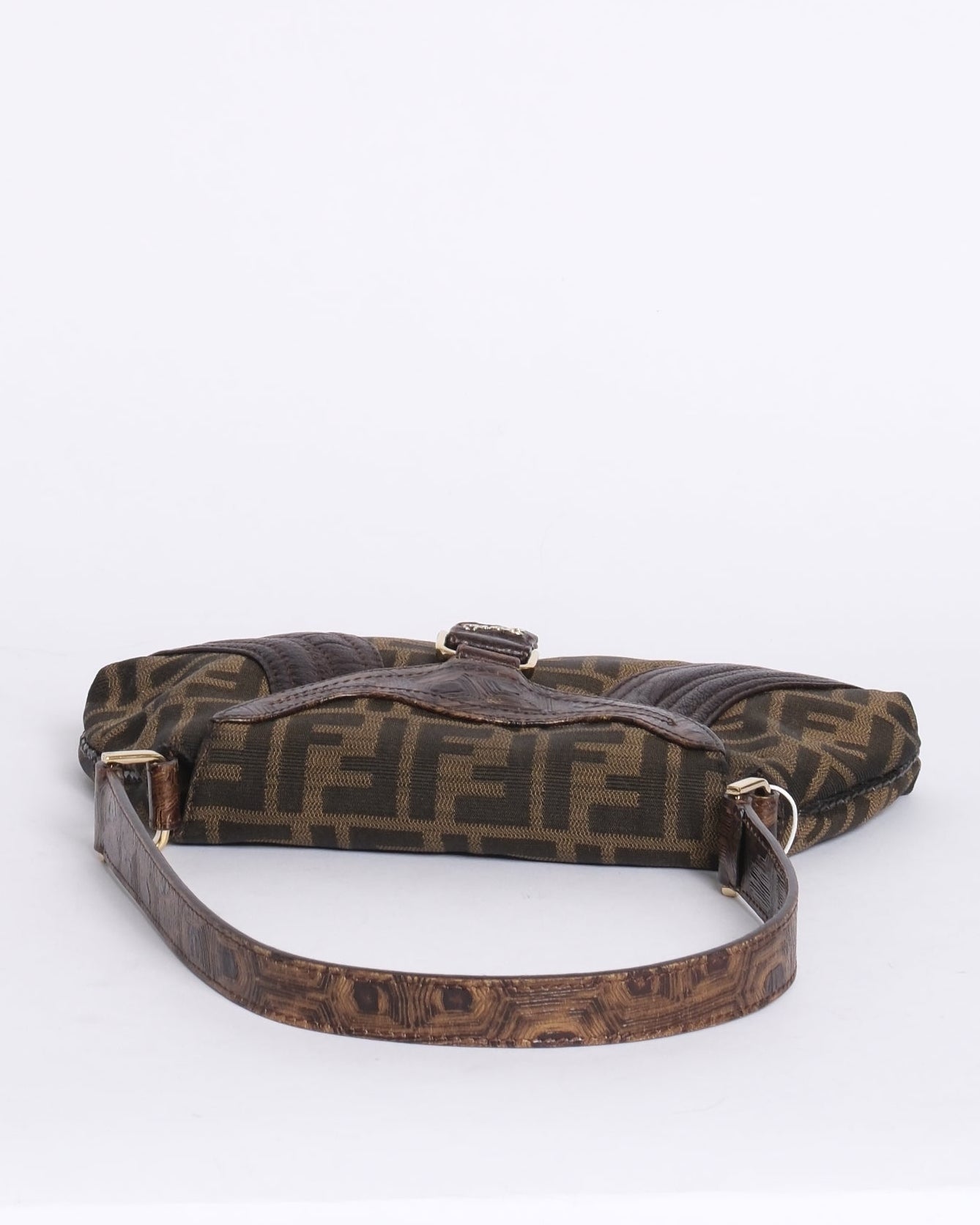 Fendi Brown Canvas & Leather Zucca Monogram Mini Spy Bag