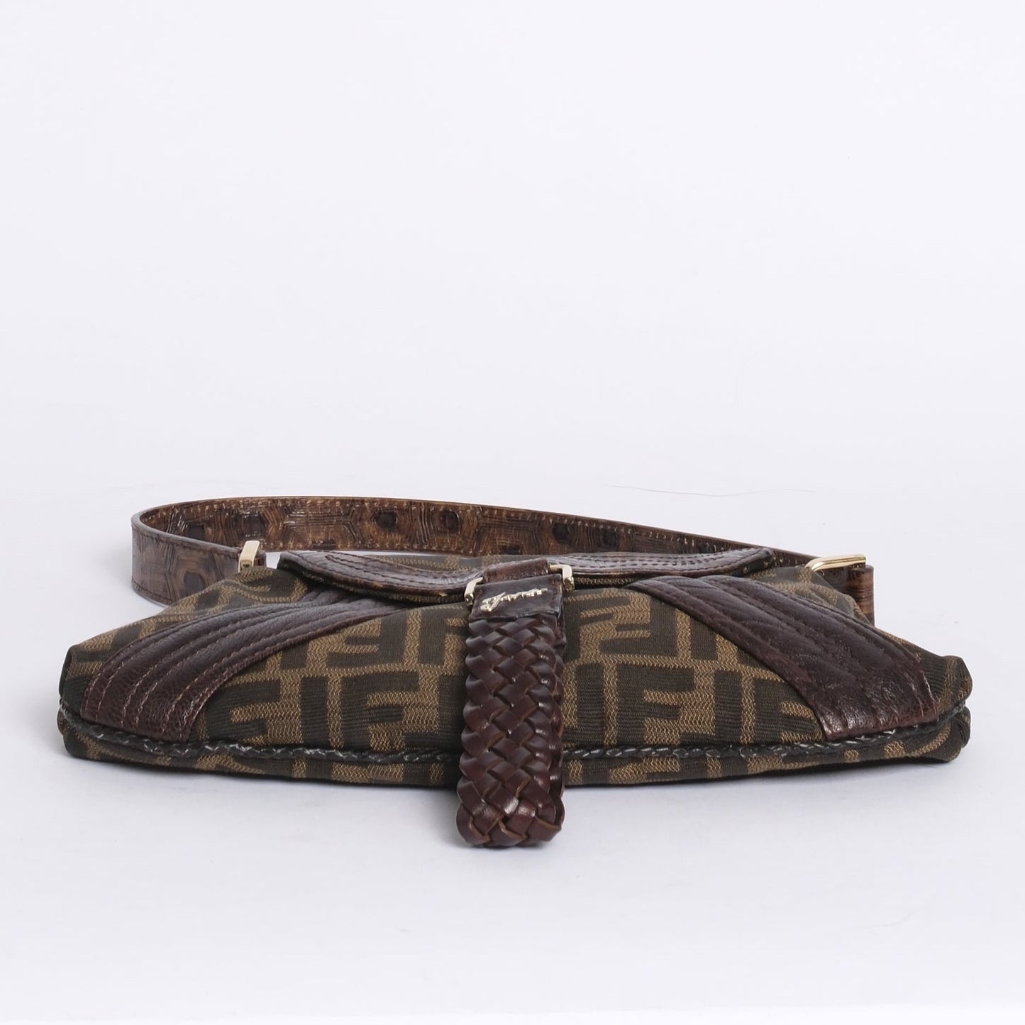 Fendi Brown Canvas & Leather Zucca Monogram Mini Spy Bag