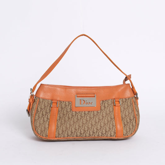 Christian Dior Brown Orange Trotter Street Chic Monogram Handbag