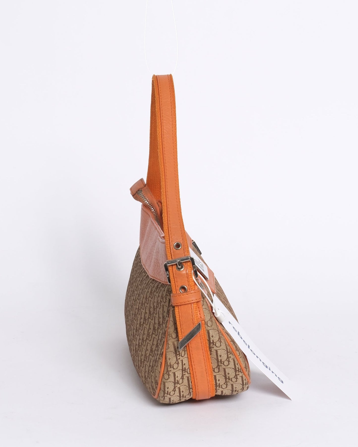 Christian Dior Brown Orange Trotter Street Chic Monogram Handbag