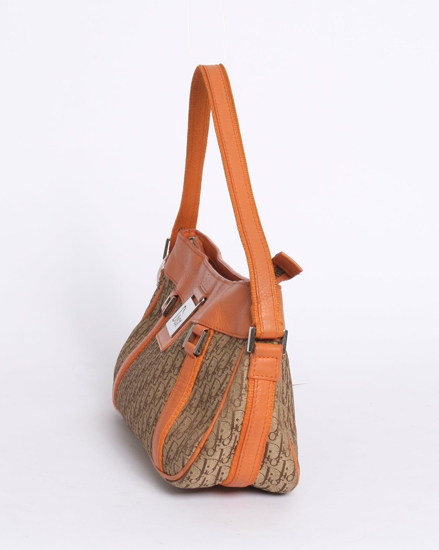 Christian Dior Brown Orange Trotter Street Chic Monogram Handbag