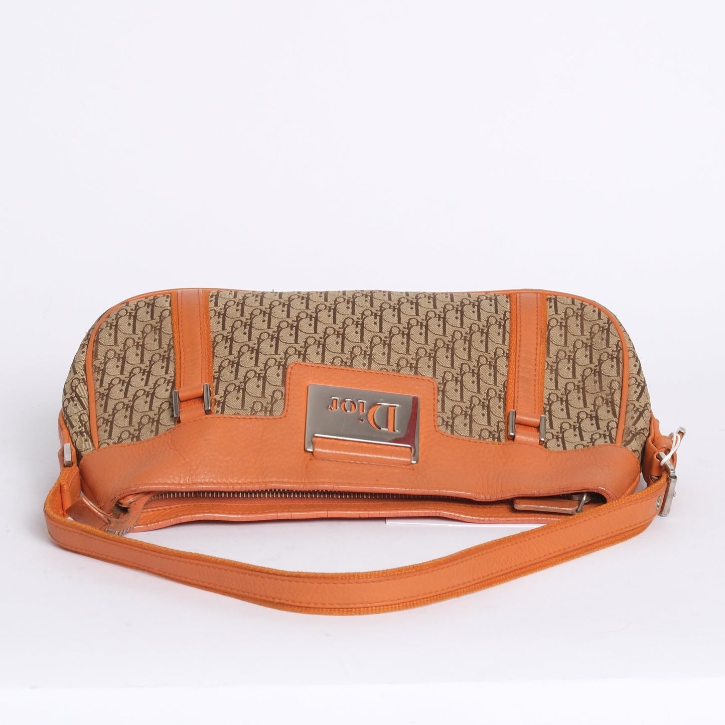 Christian Dior Brown Orange Trotter Street Chic Monogram Handbag