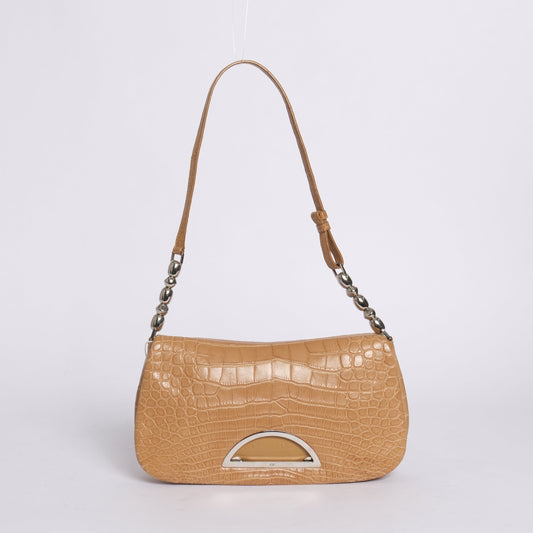 Christian Dior Brown Alligator Leather Malice Shoulder Bag SHW