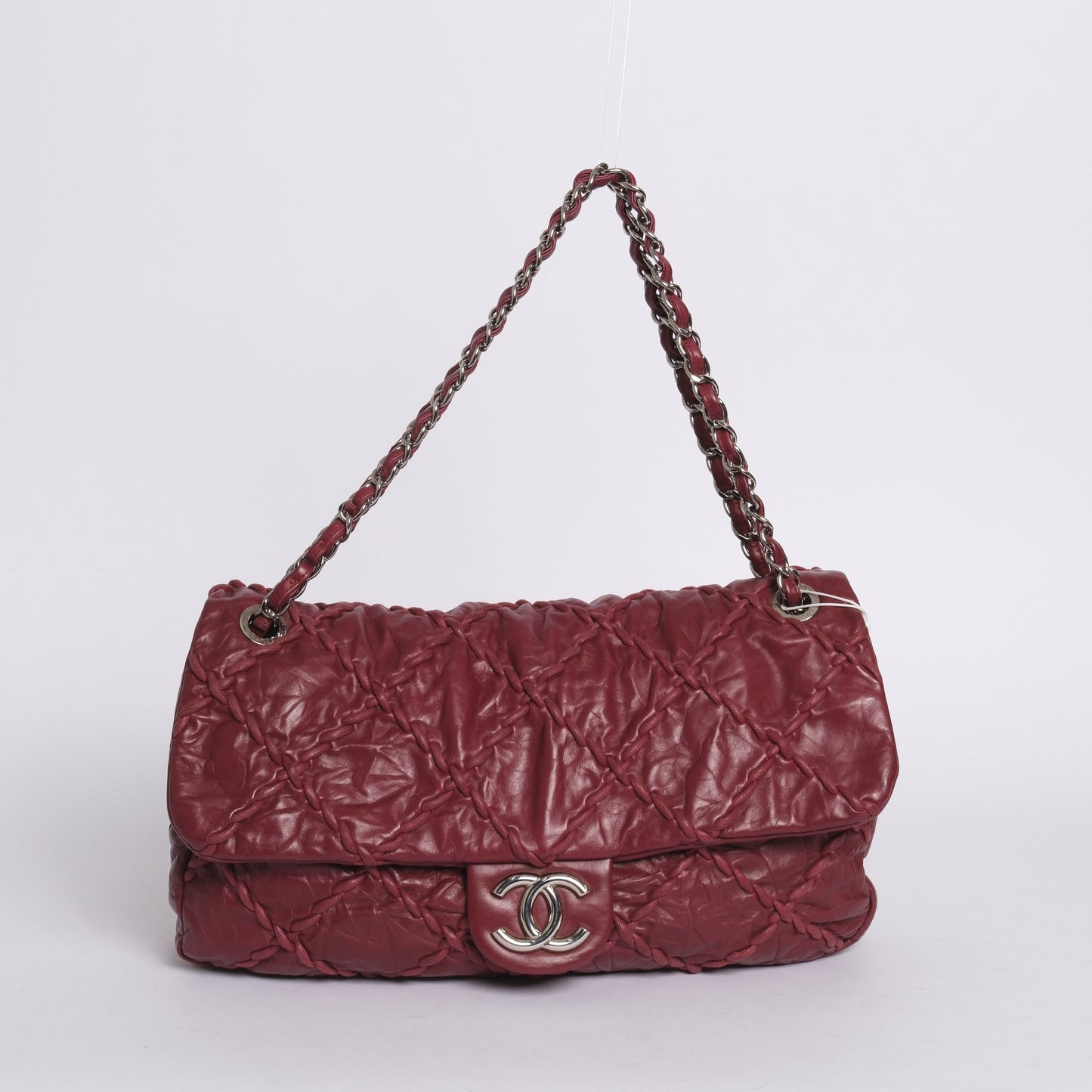 Chanel Red Glazed Calfskin Ultra Stitch Large Flap