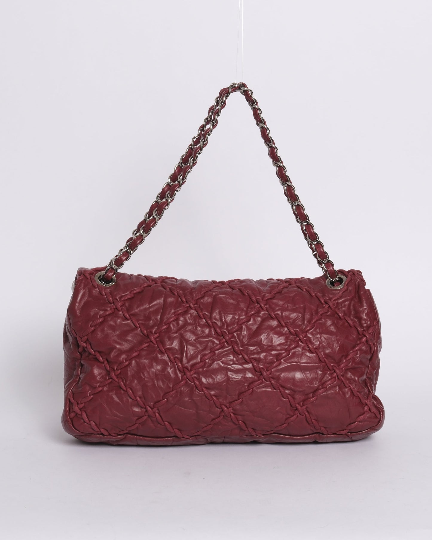 Chanel Red Glazed Calfskin Ultra Stitch Large Flap