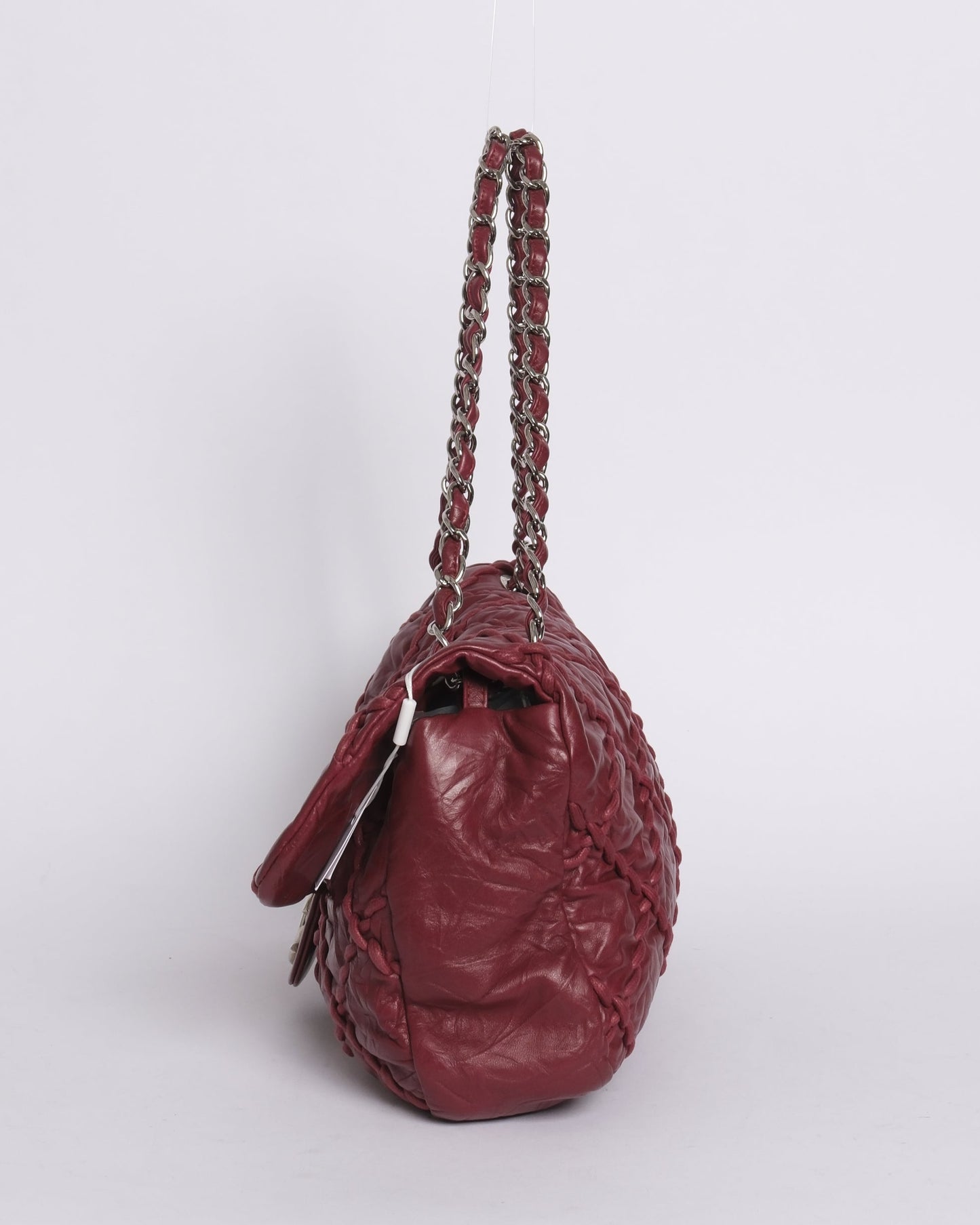 Chanel Red Glazed Calfskin Ultra Stitch Large Flap