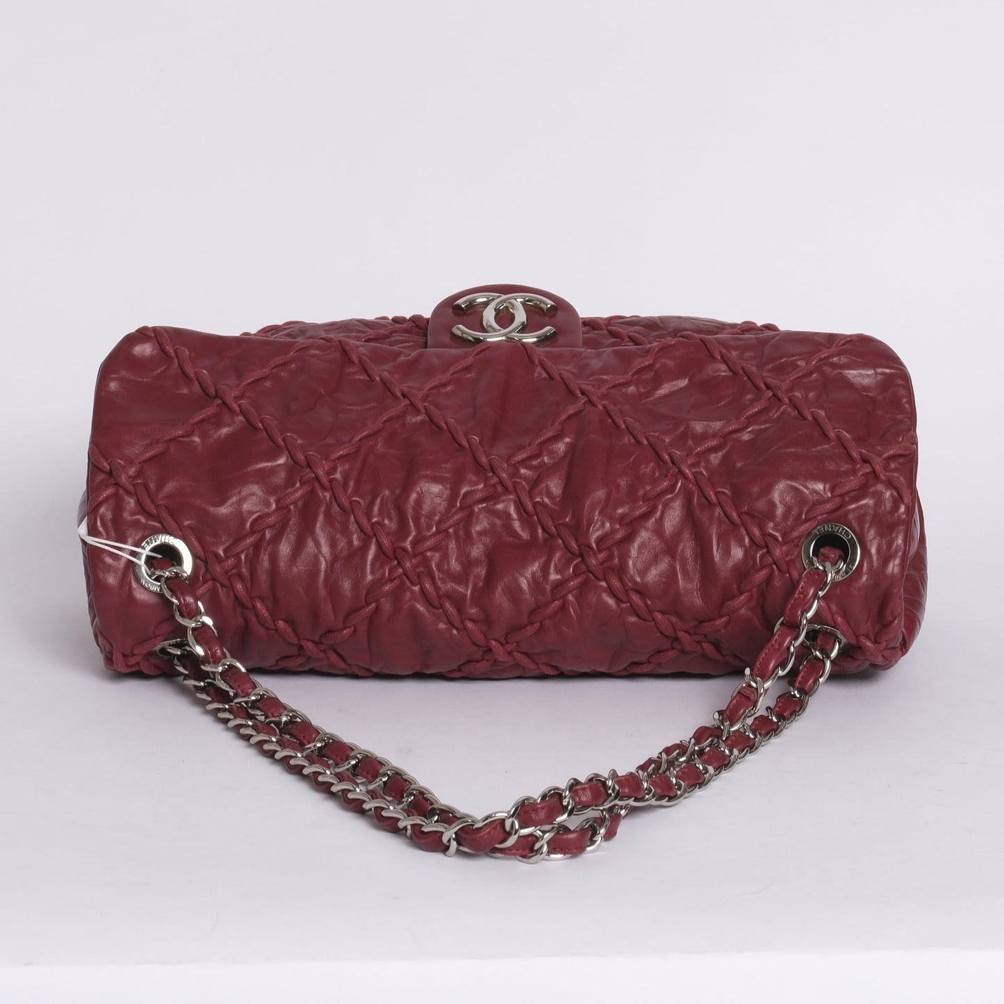 Chanel Red Glazed Calfskin Ultra Stitch Large Flap