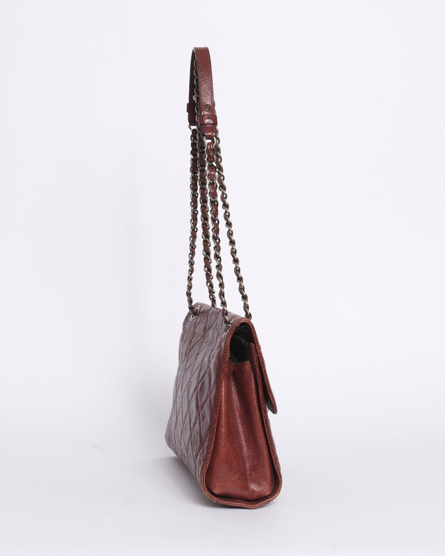 Chanel Burgundy Crumbled Caviar Leather Crave Flap