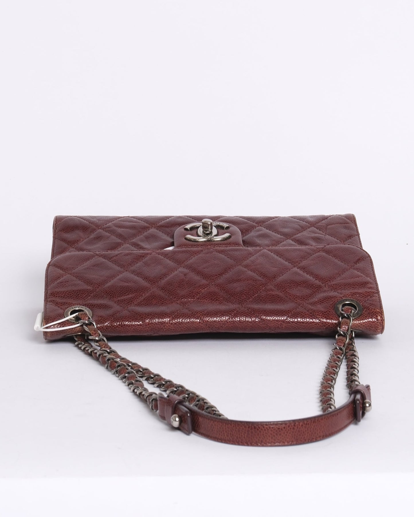 Chanel Burgundy Crumbled Caviar Leather Crave Flap
