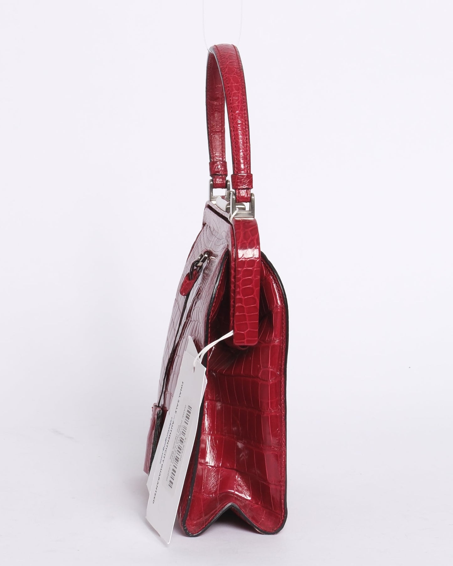 RARE Prada Red Alligator Leather Top Handle Bag