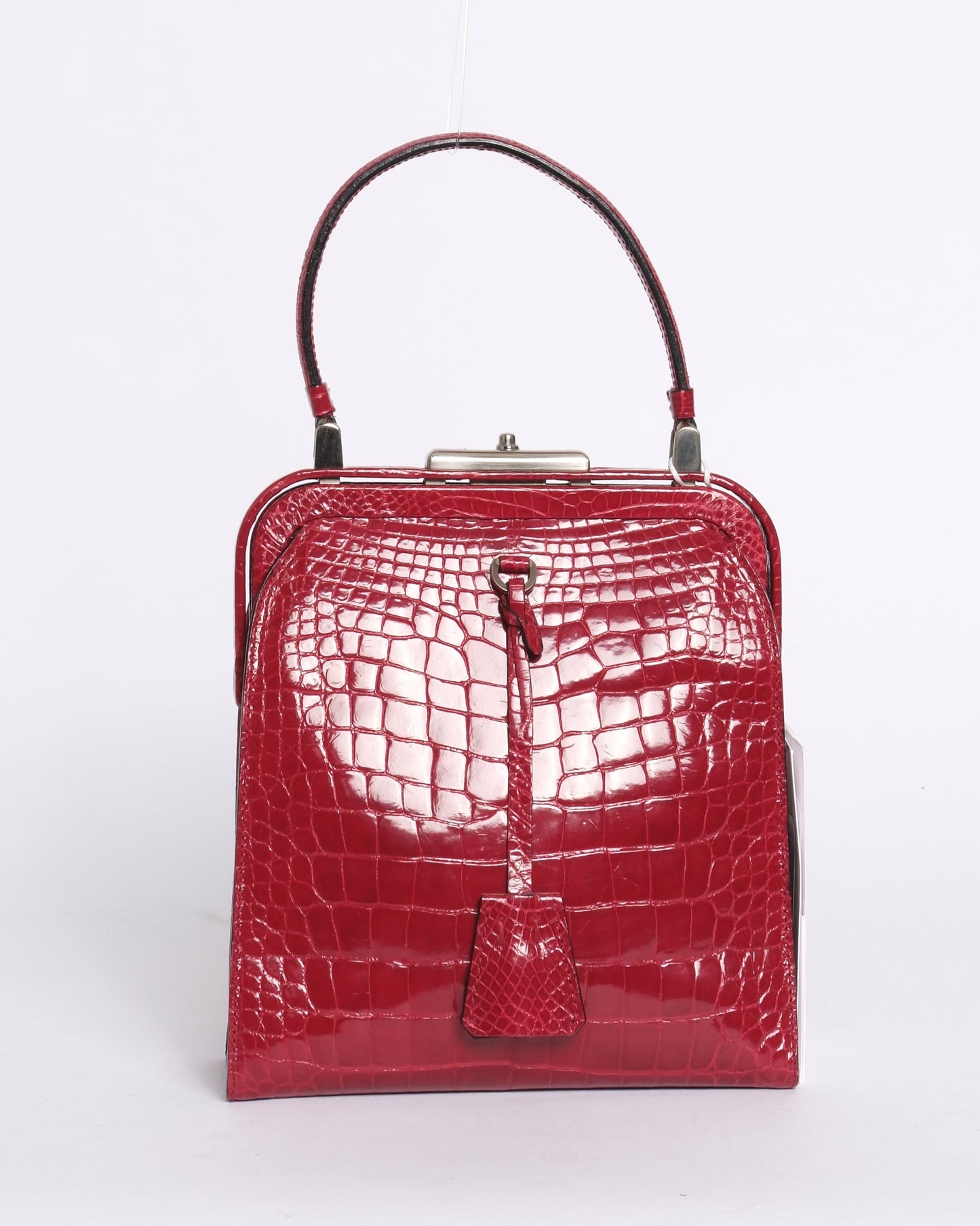 RARE Prada Red Alligator Leather Top Handle Bag