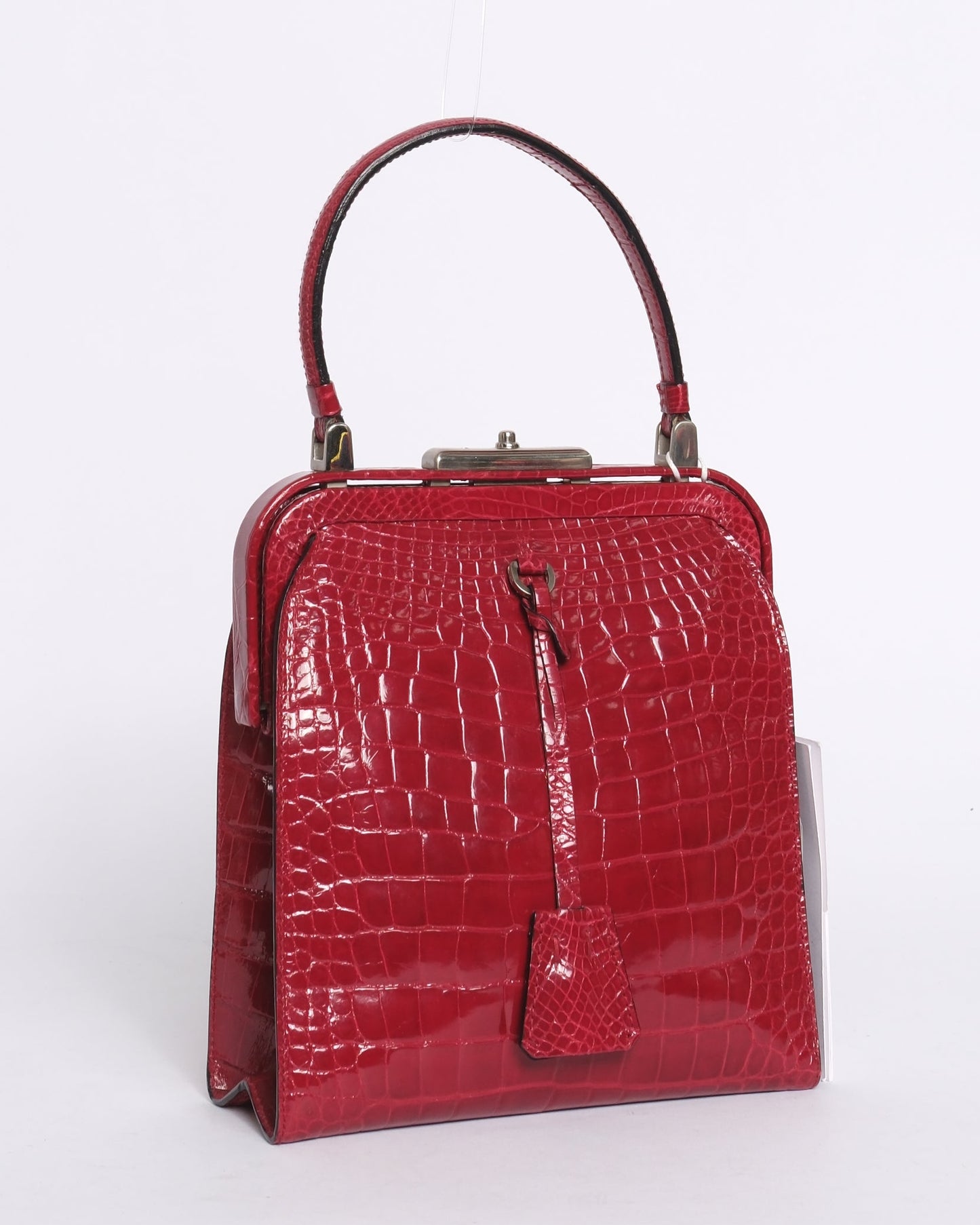 RARE Prada Red Alligator Leather Top Handle Bag