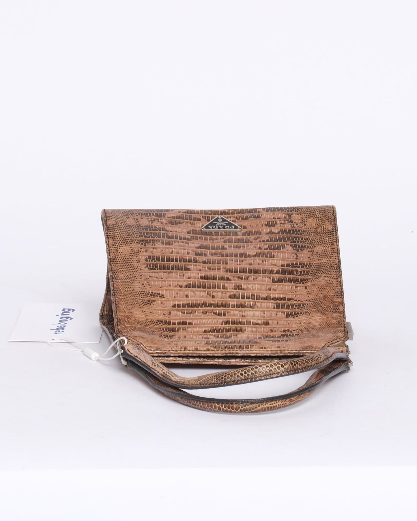 Prada Brown Lizard Leather Shoulder Bag