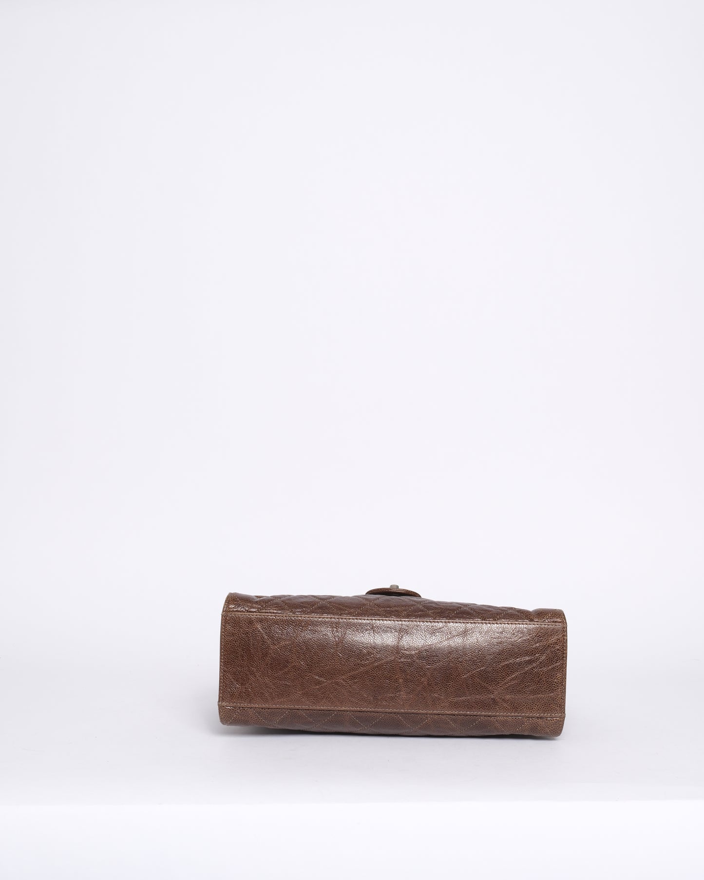 Chanel Brown Crumple Caviar Leather Chain Shoulder Bag
