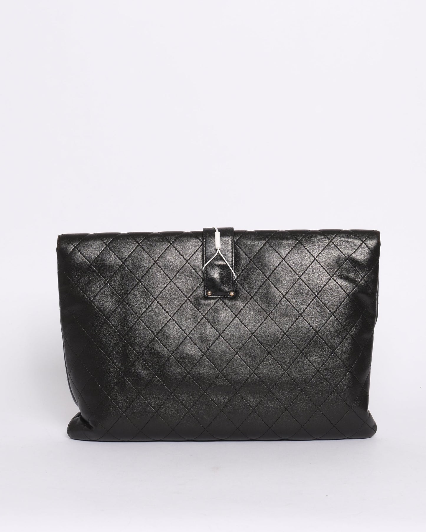 Chanel Black Lambskin Leather Quilted Clutch GHW