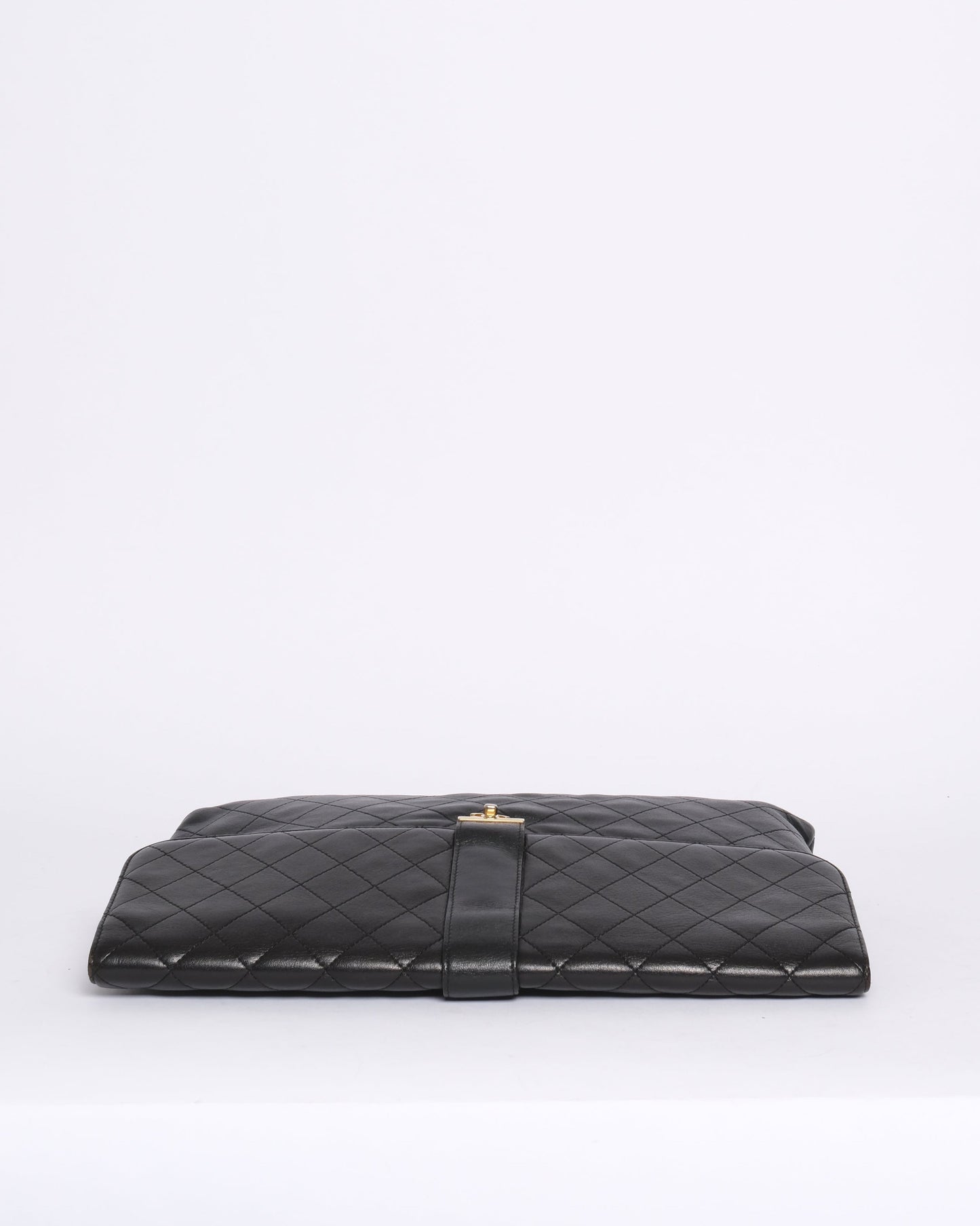 Chanel Black Lambskin Leather Quilted Clutch GHW
