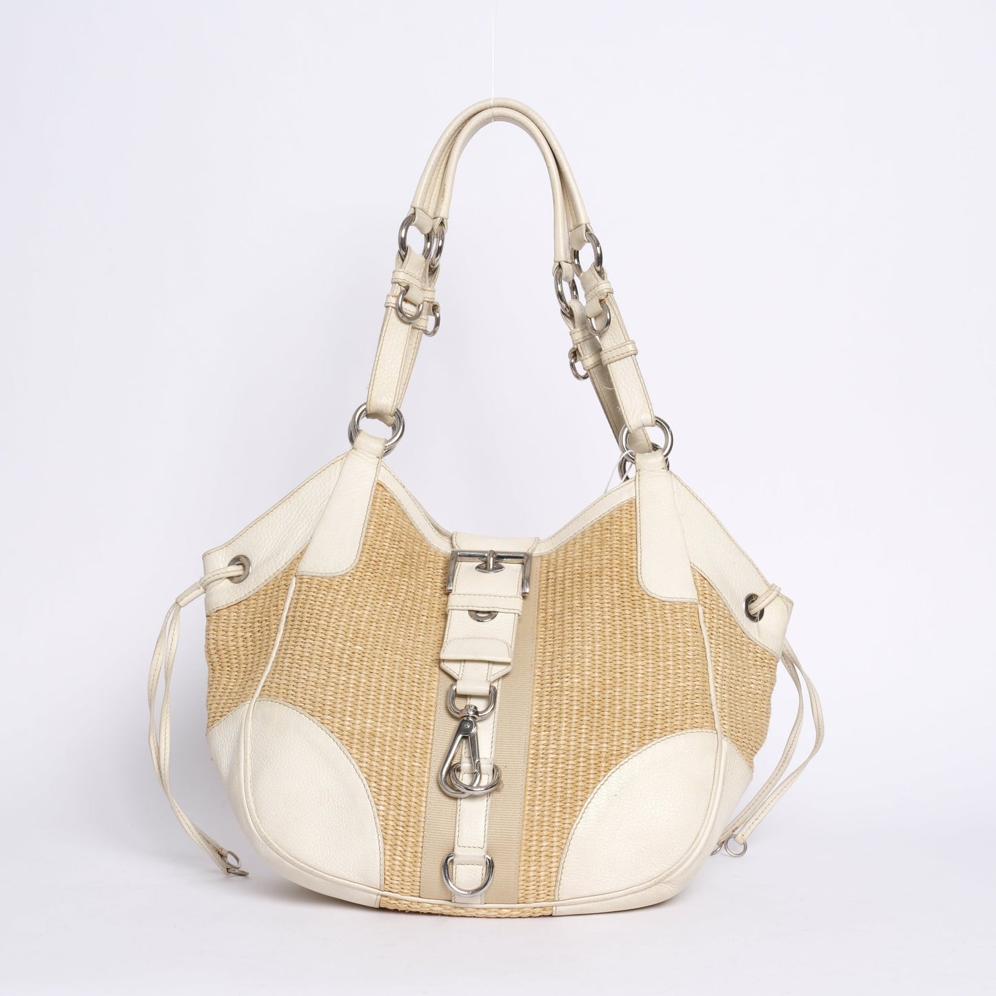 Prada Cream & Raffia Shoulder Bag