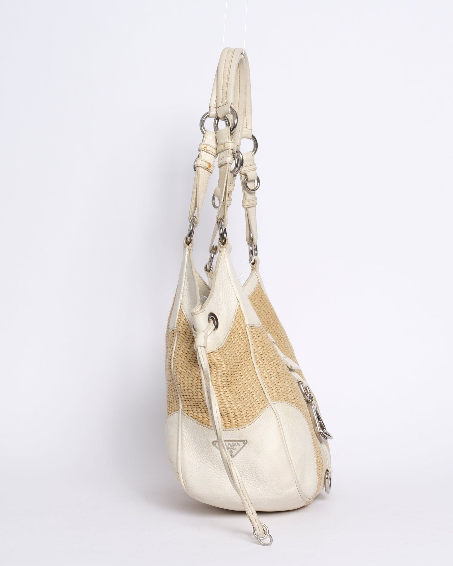 Prada Cream & Raffia Shoulder Bag