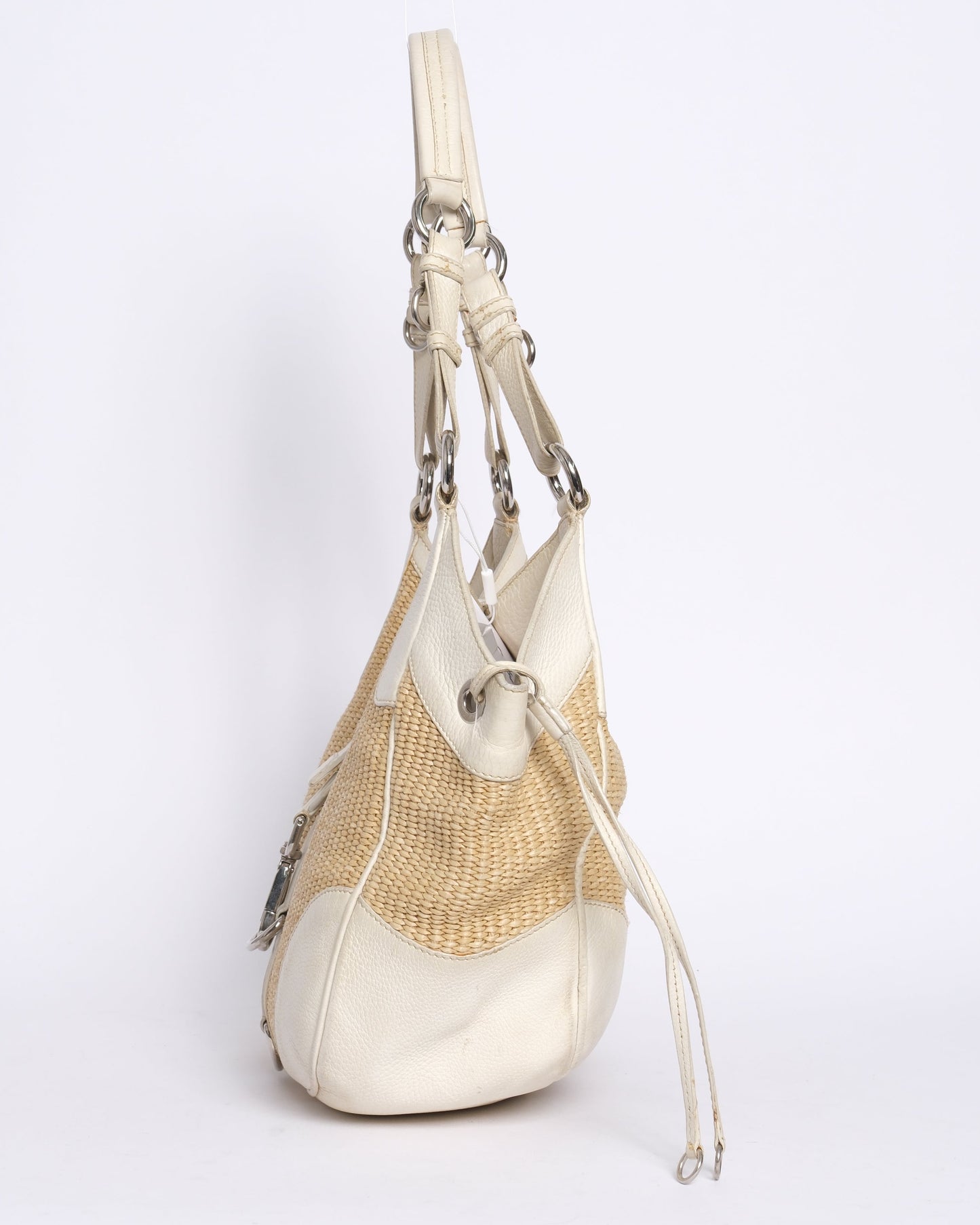 Prada Cream & Raffia Shoulder Bag