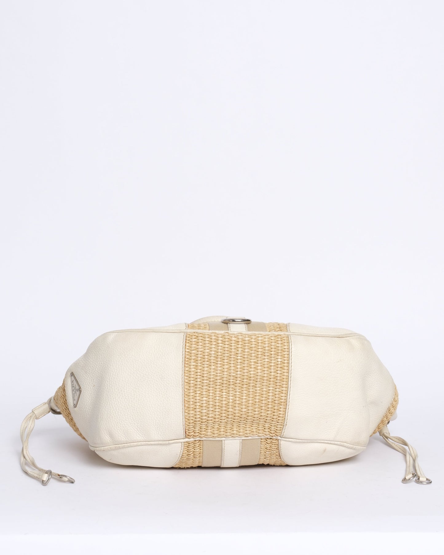 Prada Cream & Raffia Shoulder Bag