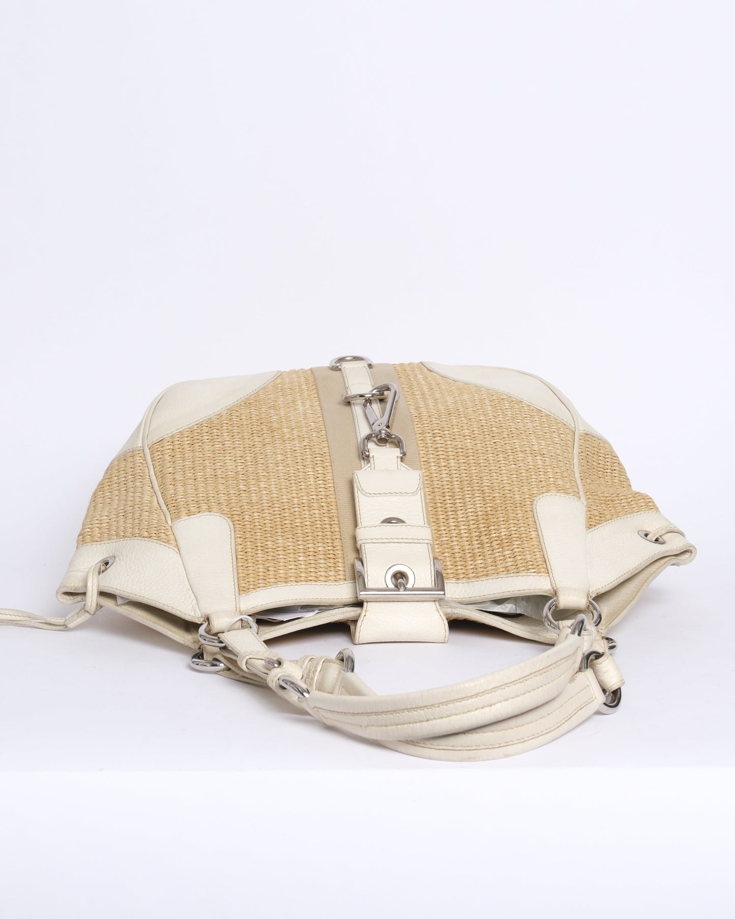 Prada Cream & Raffia Shoulder Bag