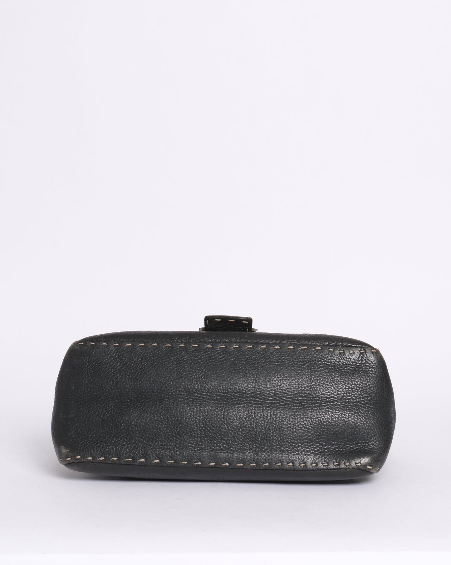 Fendi Black Leather Selleria Mamma Baguette Shoulder Bag