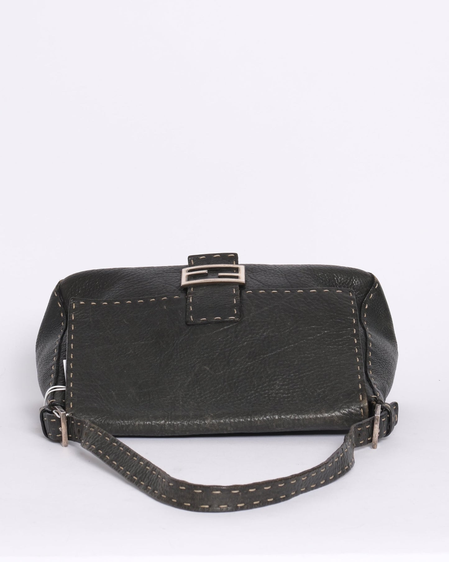 Fendi Black Leather Selleria Mamma Baguette Shoulder Bag