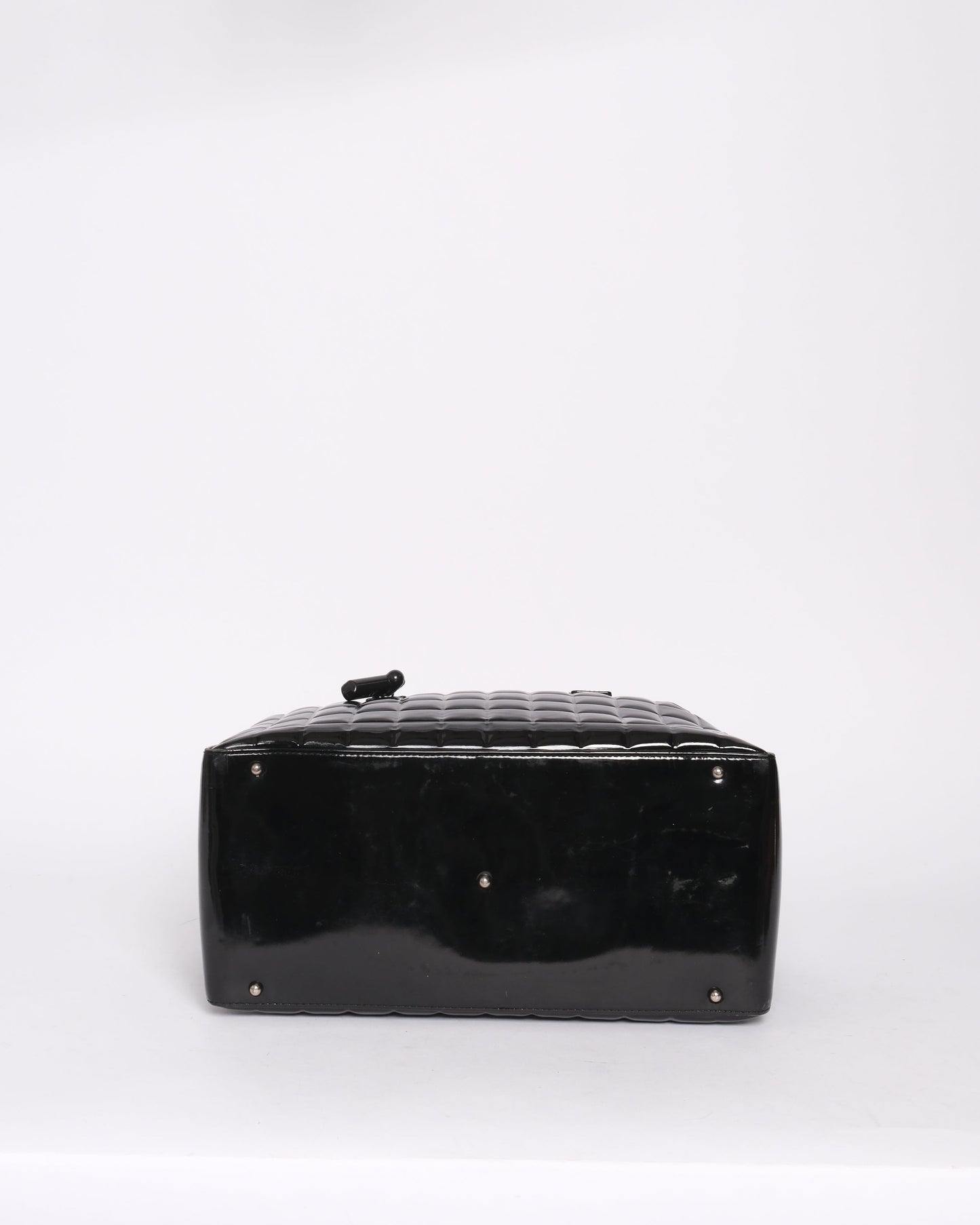 Chanel Black Patent Leather Chocolate Bar Boston Bag