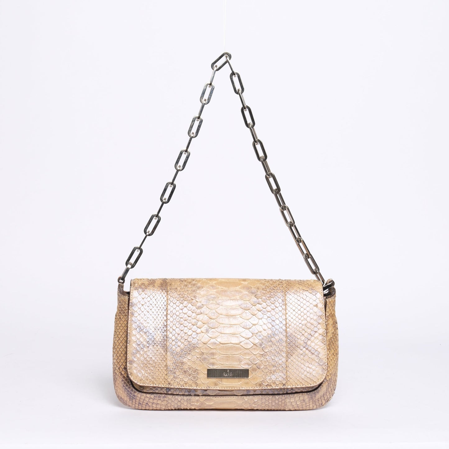 Gucci Beige Python Leather Chain Shoulder Bag