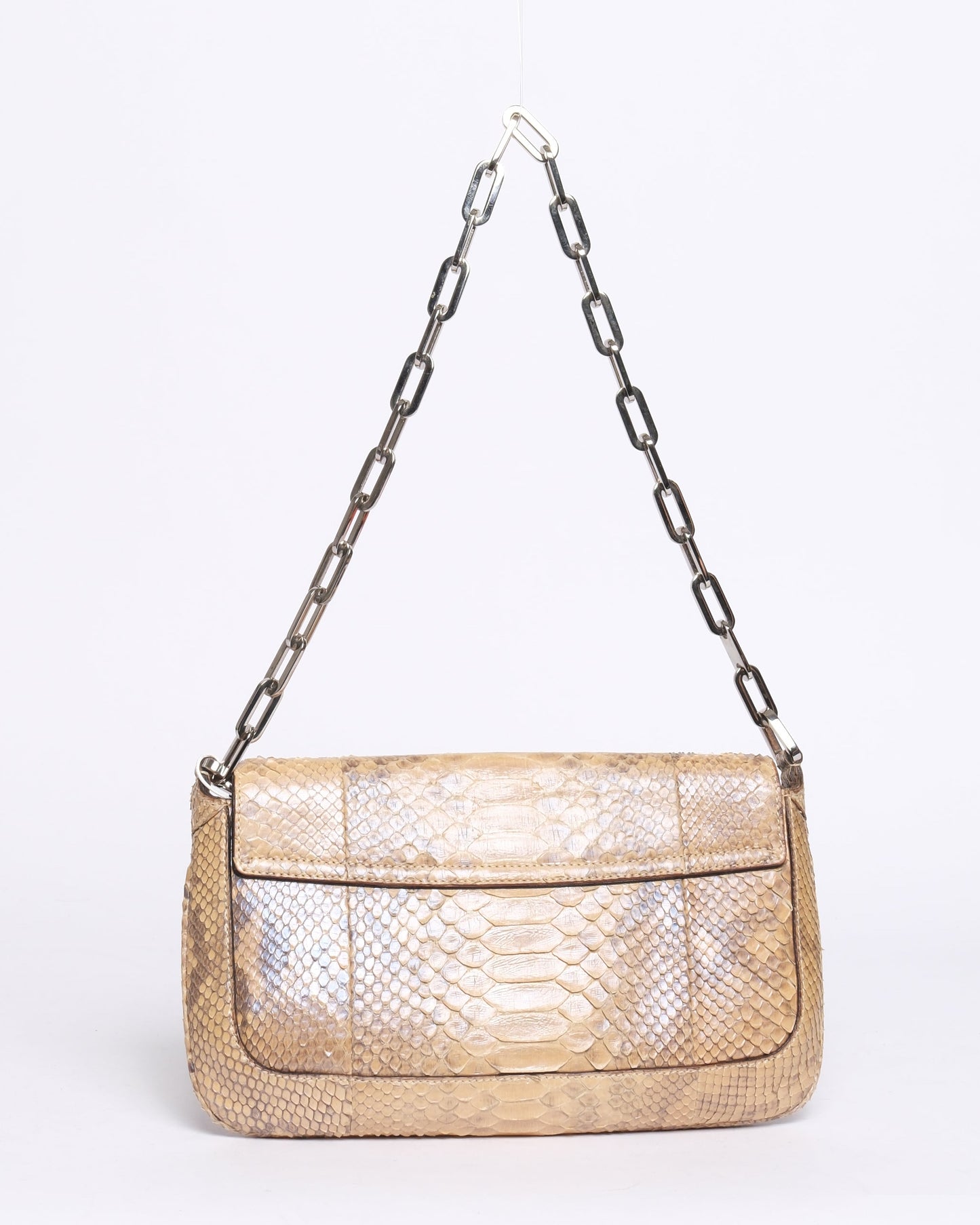 Gucci Beige Python Leather Chain Shoulder Bag