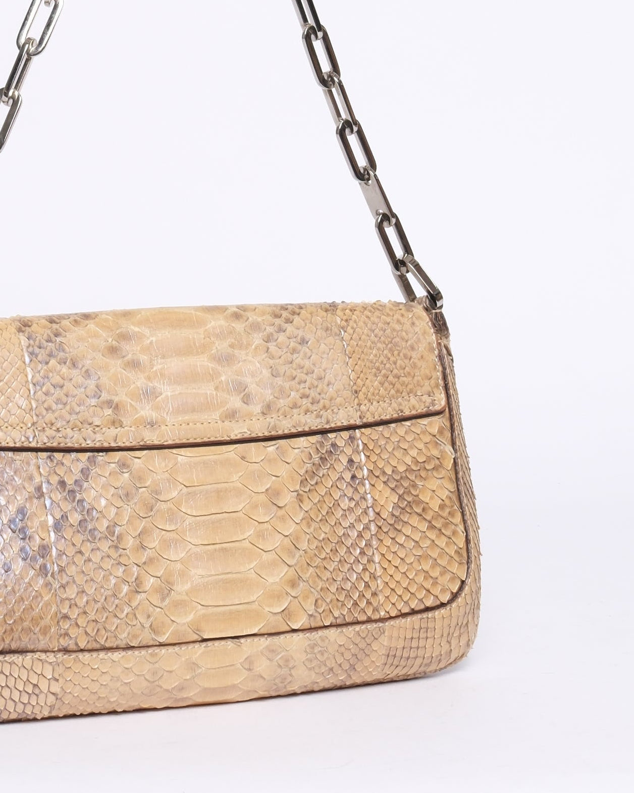 Gucci Beige Python Leather Chain Shoulder Bag