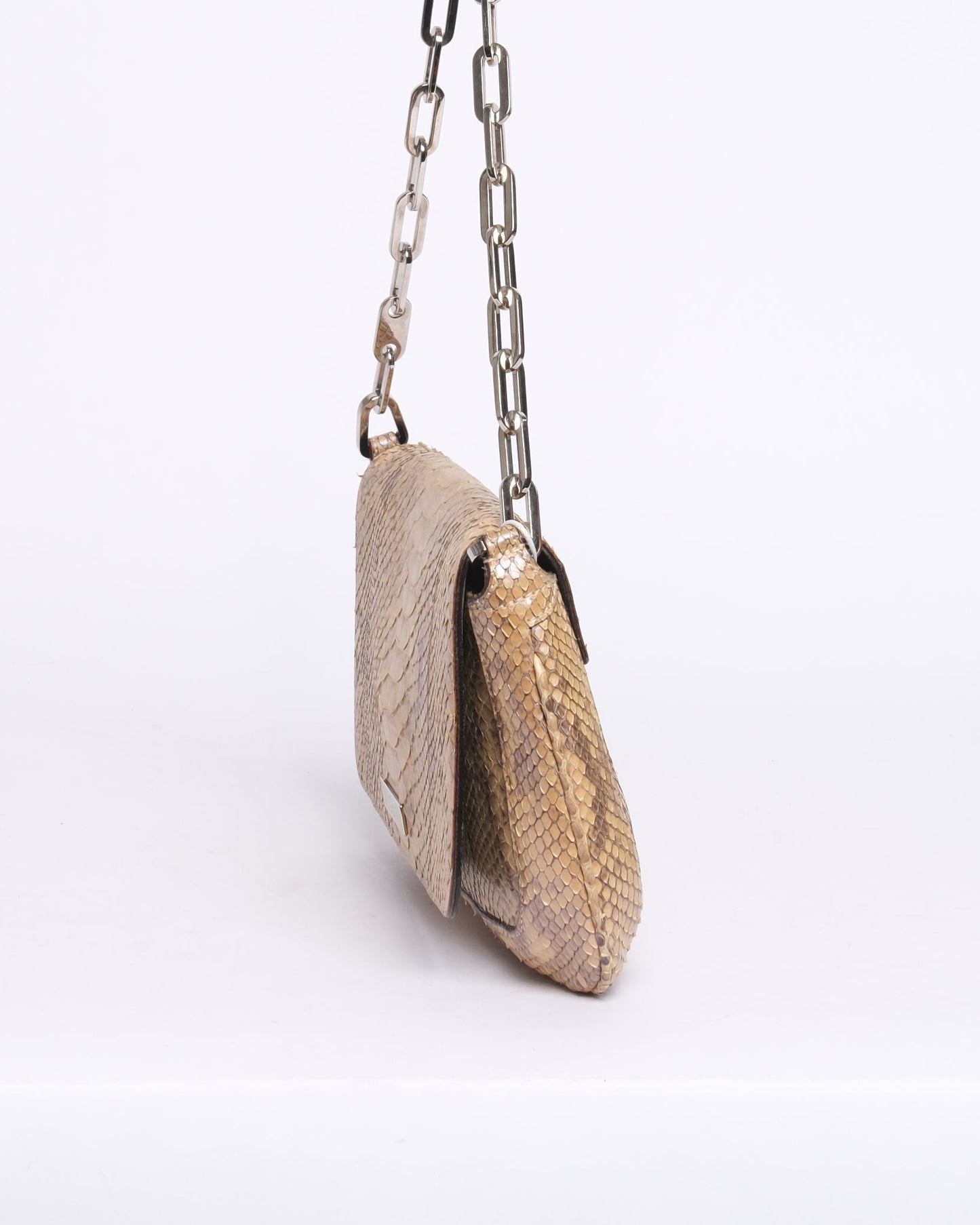 Gucci Beige Python Leather Chain Shoulder Bag