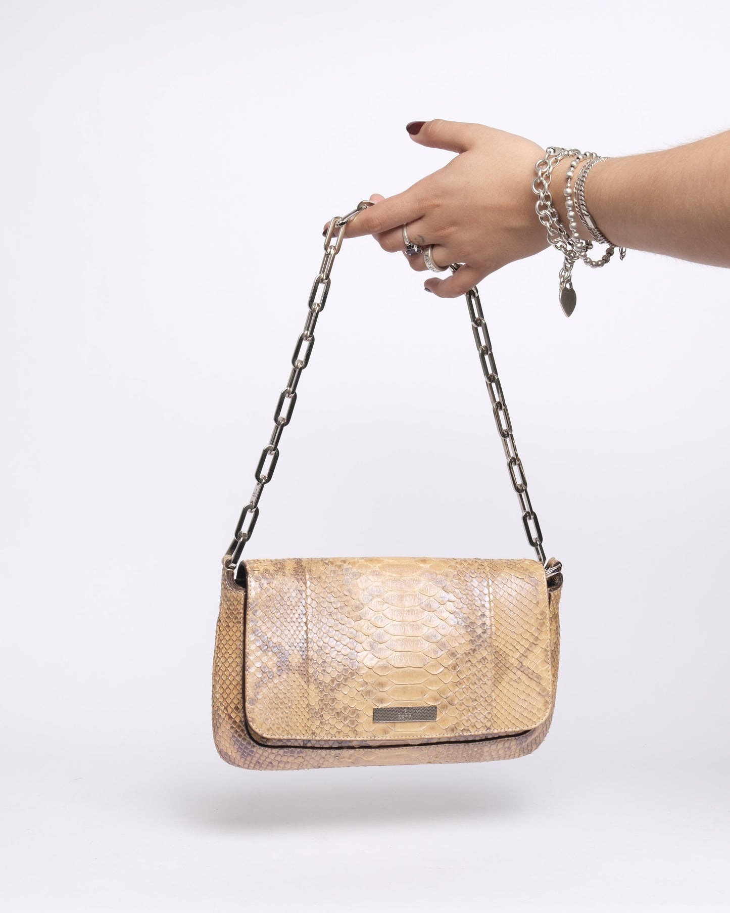 Gucci Beige Python Leather Chain Shoulder Bag