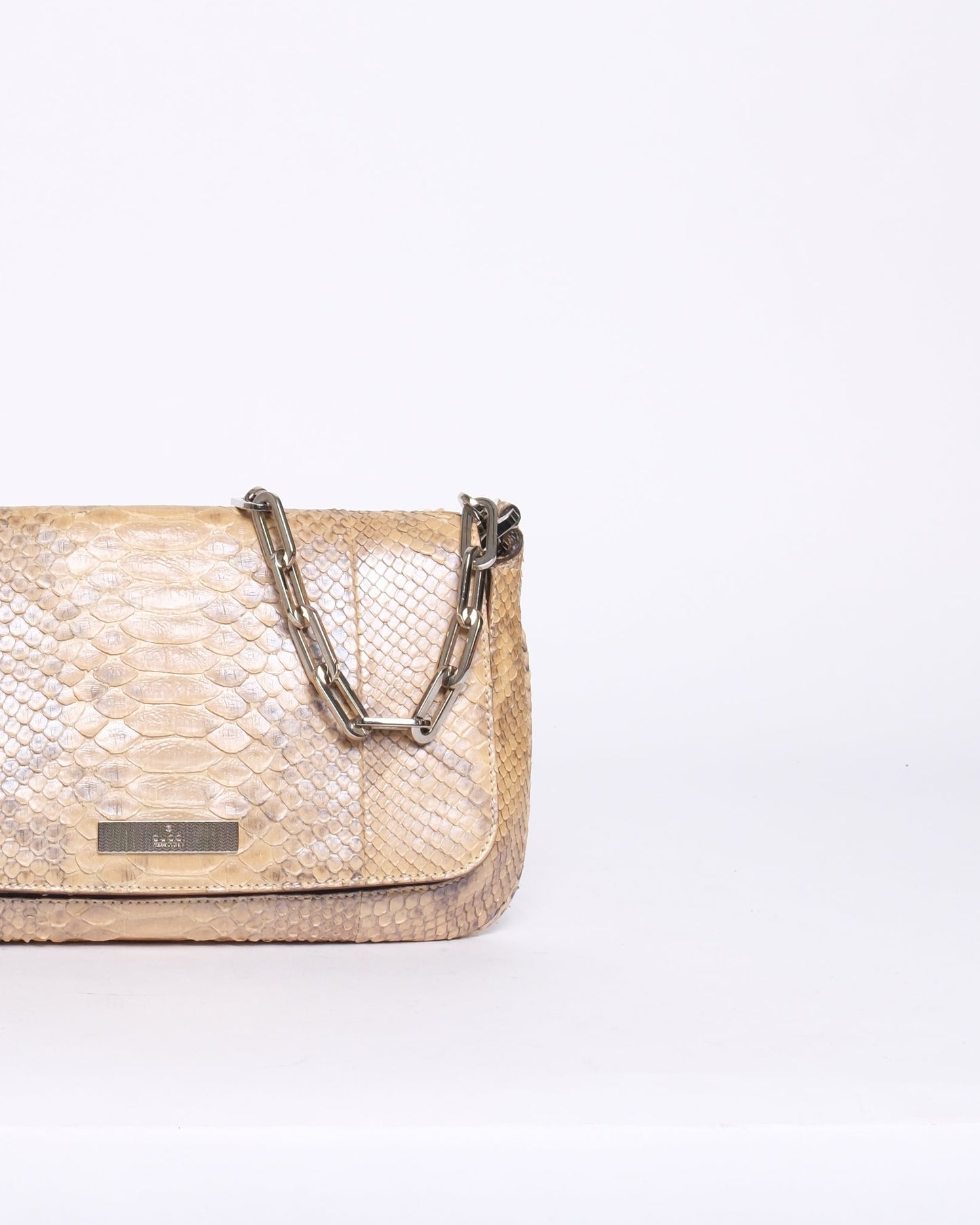 Gucci Beige Python Leather Chain Shoulder Bag